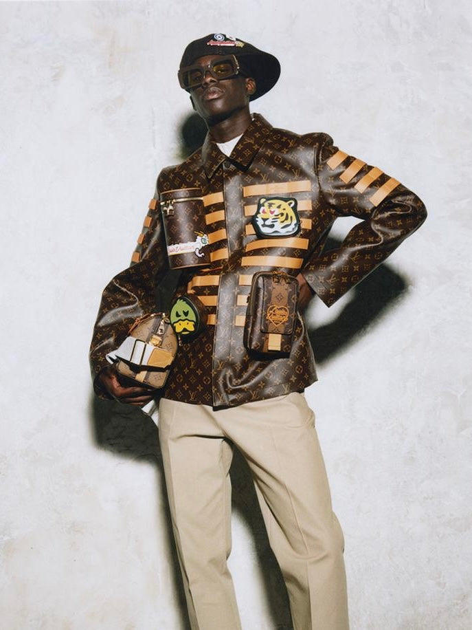 Louis Vuitton Nigo LV toile Monogram Military Leather Jacket Resort 2022 - L