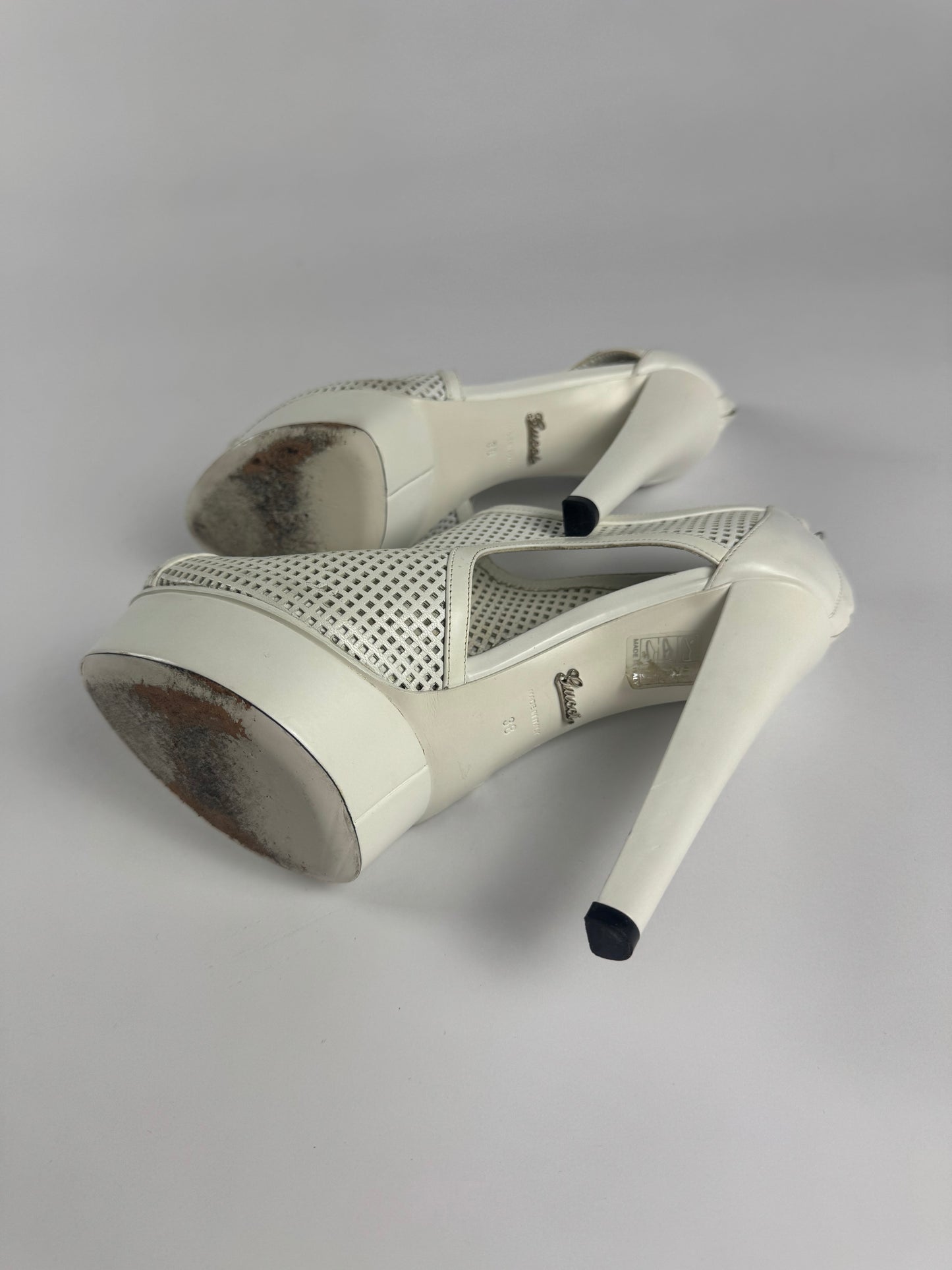 Gucci Open Toed Perforated Leather Caged Heels Pumps SS 2010 - 38 IT/38,5 EU