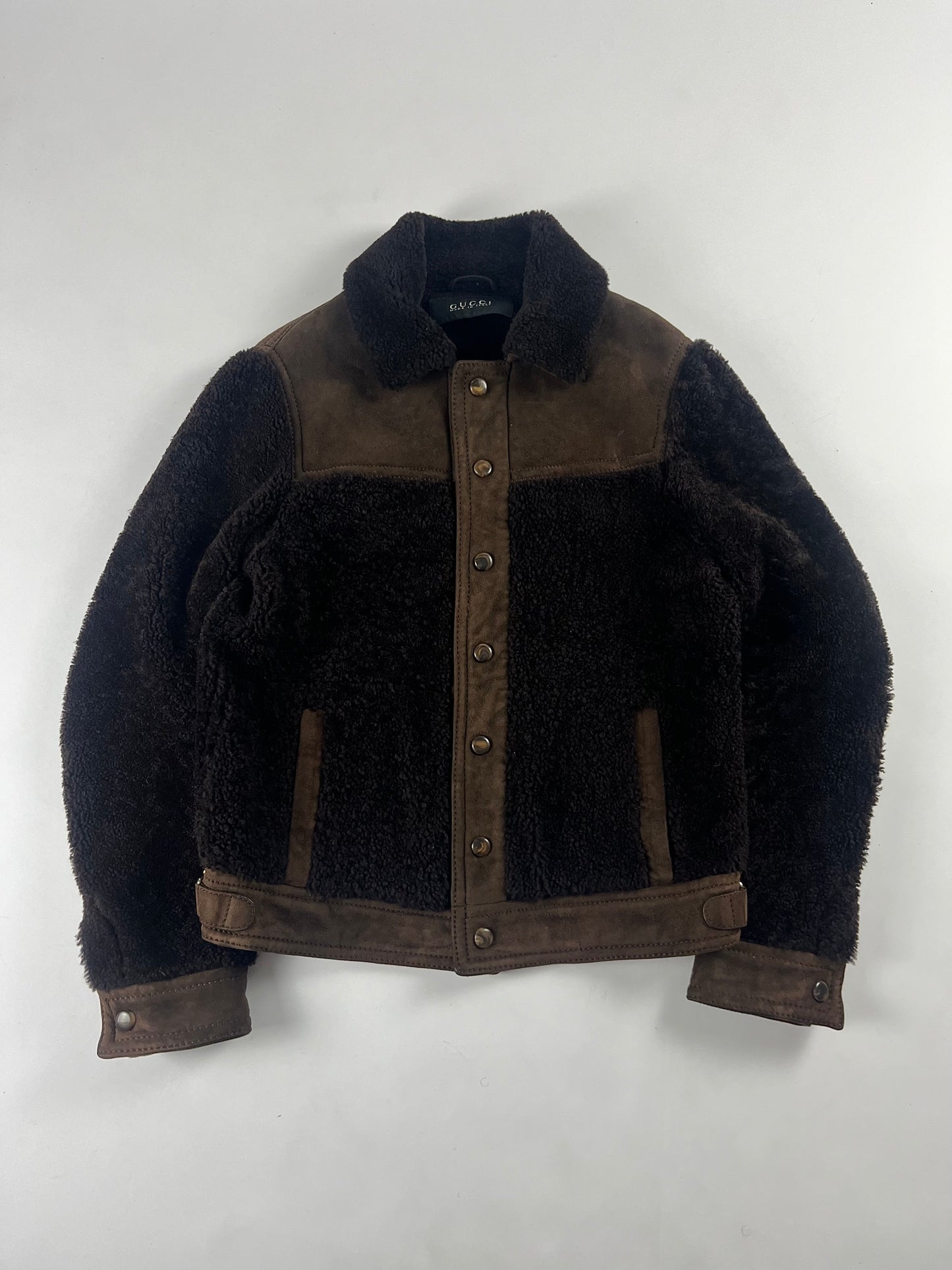 Gucci Dark Brown Shearling Wool Blend Jacket - M