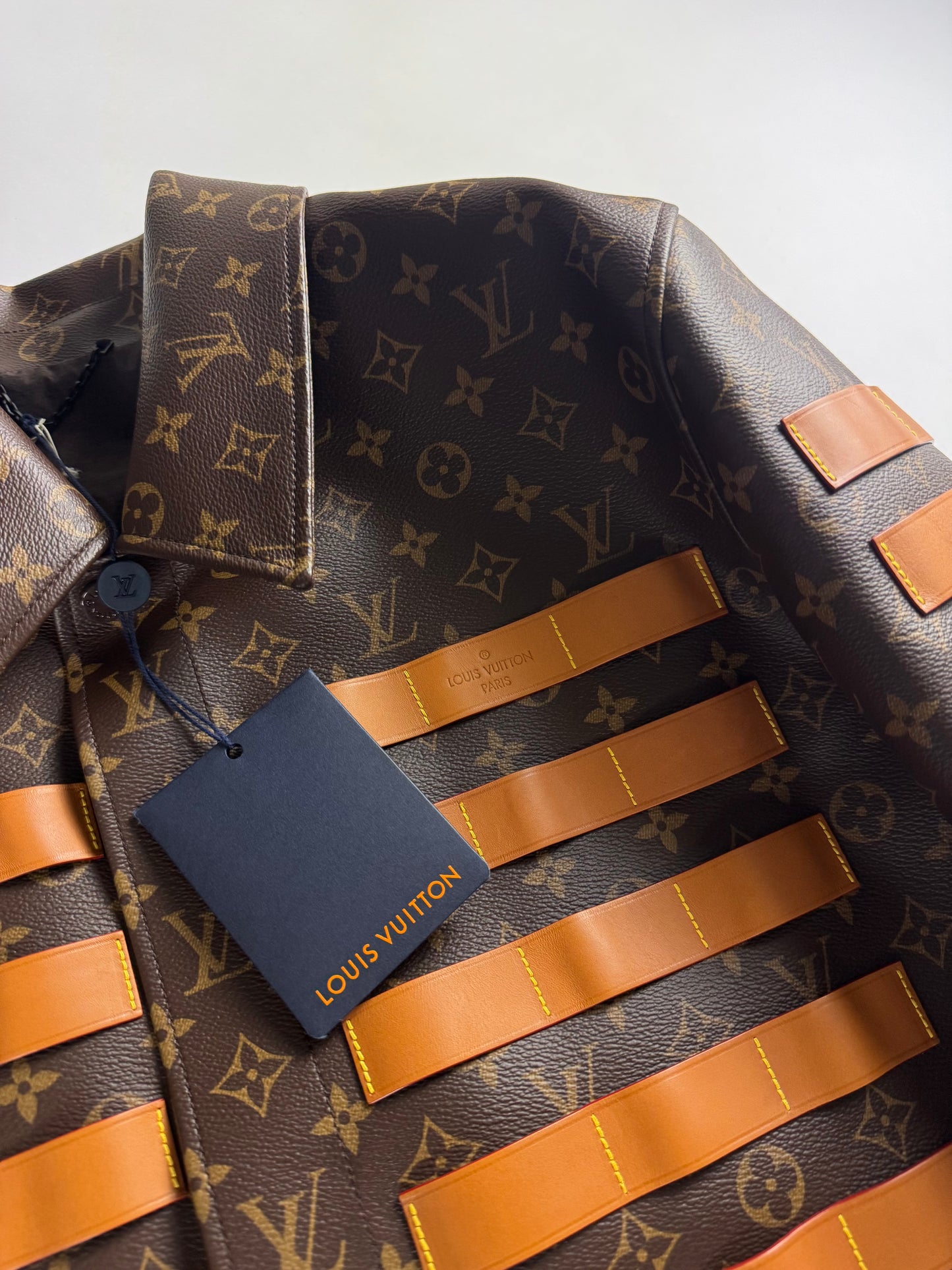 Louis Vuitton Nigo LV toile Monogram Military Leather Jacket Resort 2022 - L