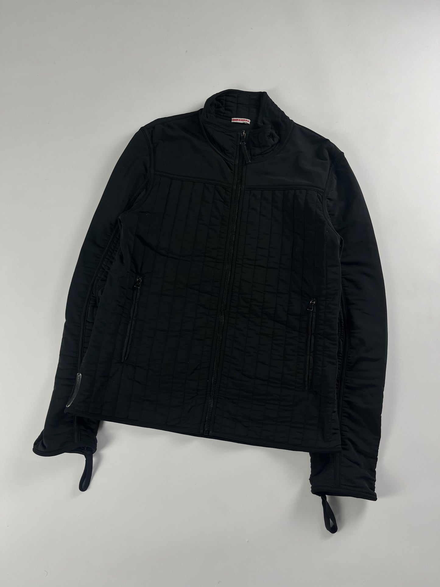 Prada Linea Rossa Black Straight Quilted Nylon Zipper Jacket FW 2001 - M