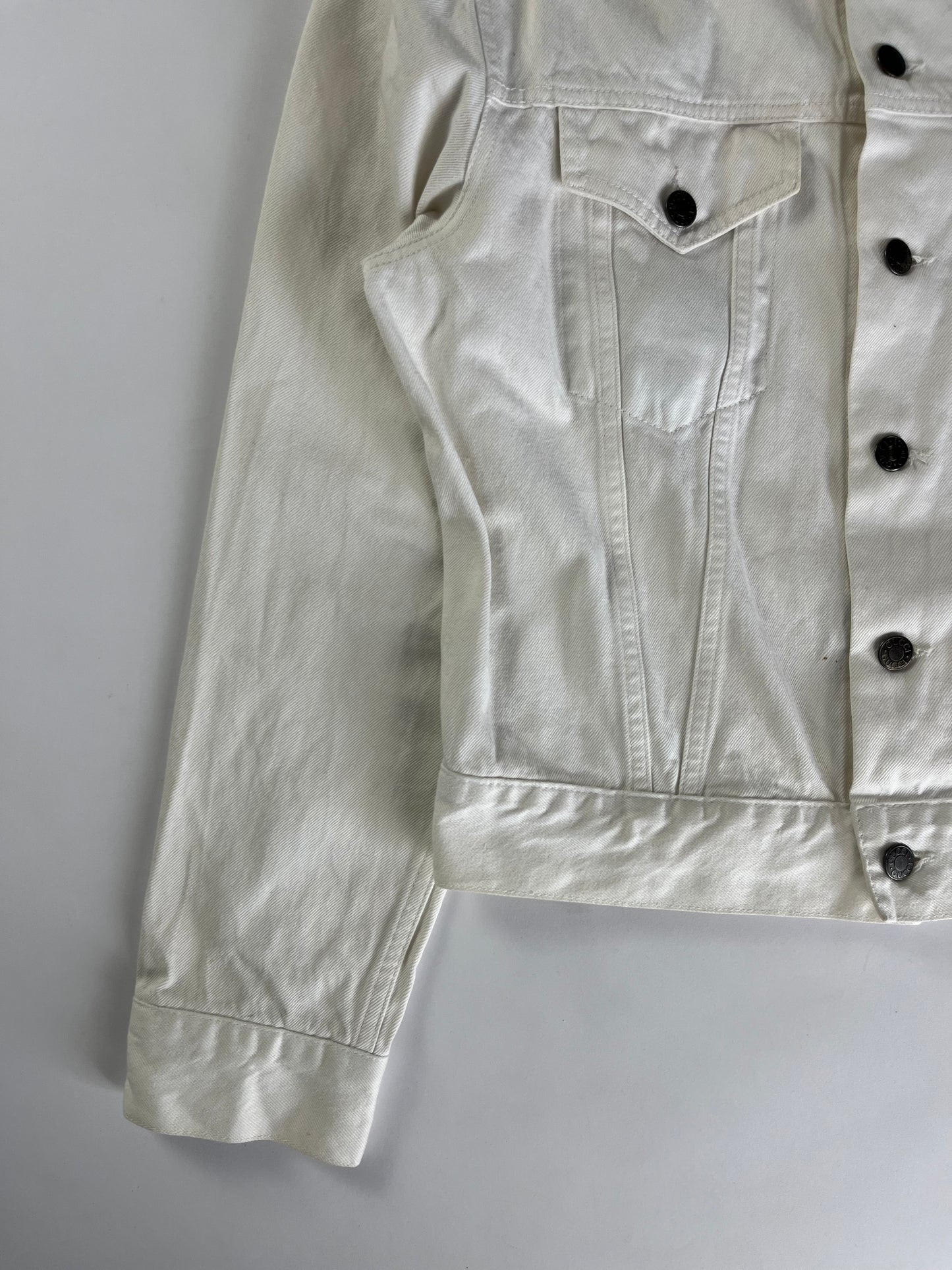 Gucci Washed White Button Up Classic Trucker Jacket FW 2002 - M
