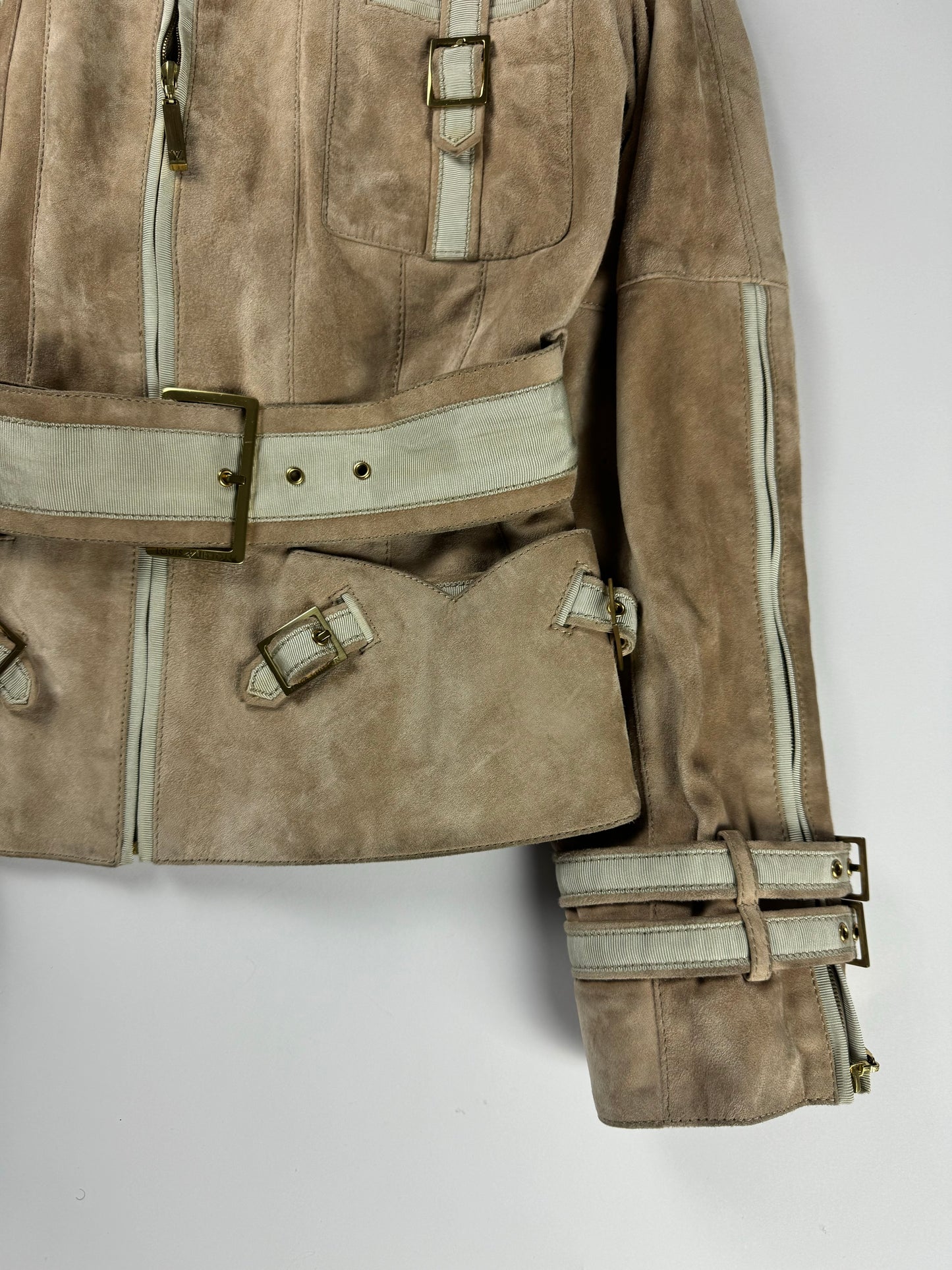 Louis Vuitton Suede Calfskin Leather Multi Belted Jacket 2000s - XS