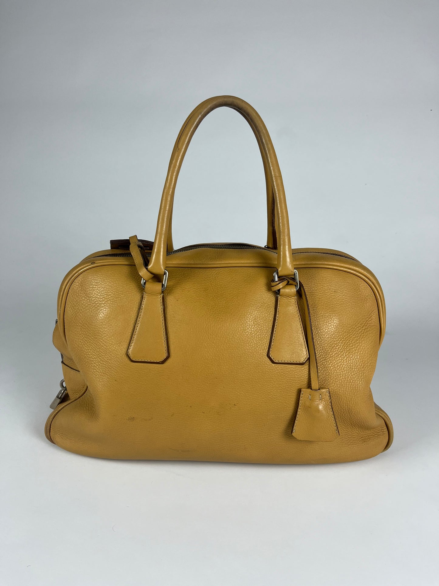 Prada Maxi Camel Leather Bowling Hand Bag FW 2000 - OS