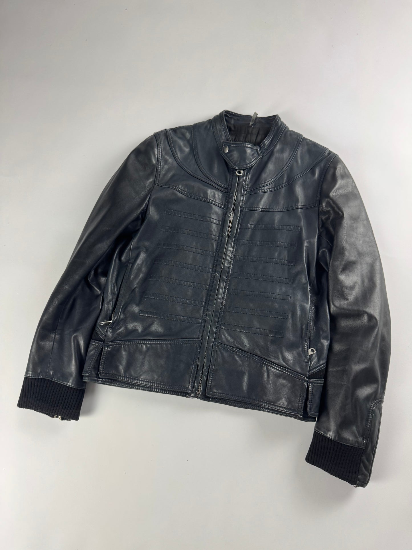 Dior Homme Napoleon Military Marine Leather Jacket FW 2008 - M