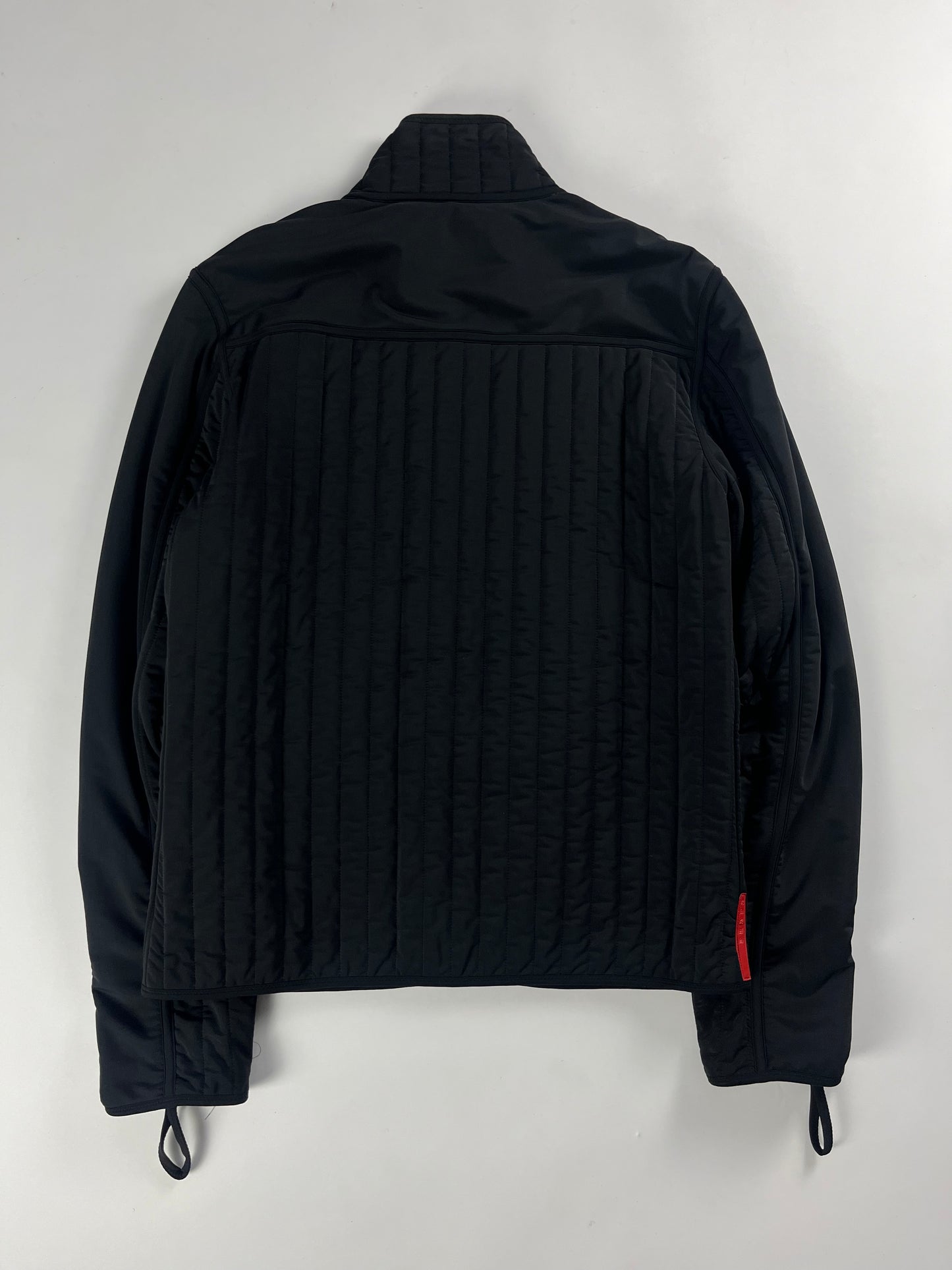 Prada Linea Rossa Black Straight Quilted Nylon Zipper Jacket FW 2001 - XL
