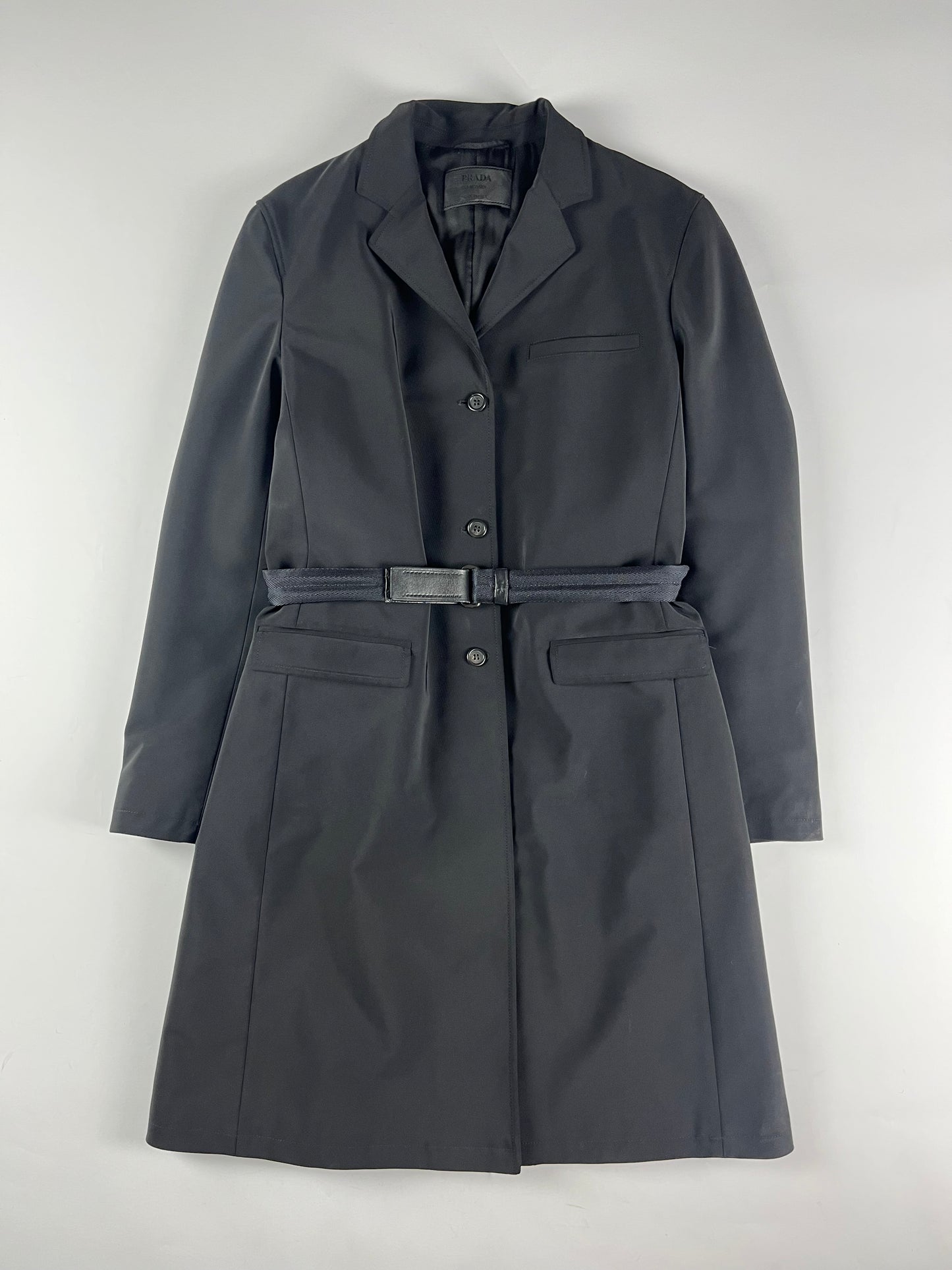 Prada Belted Linen Formal Overcoat FW 1999 - S