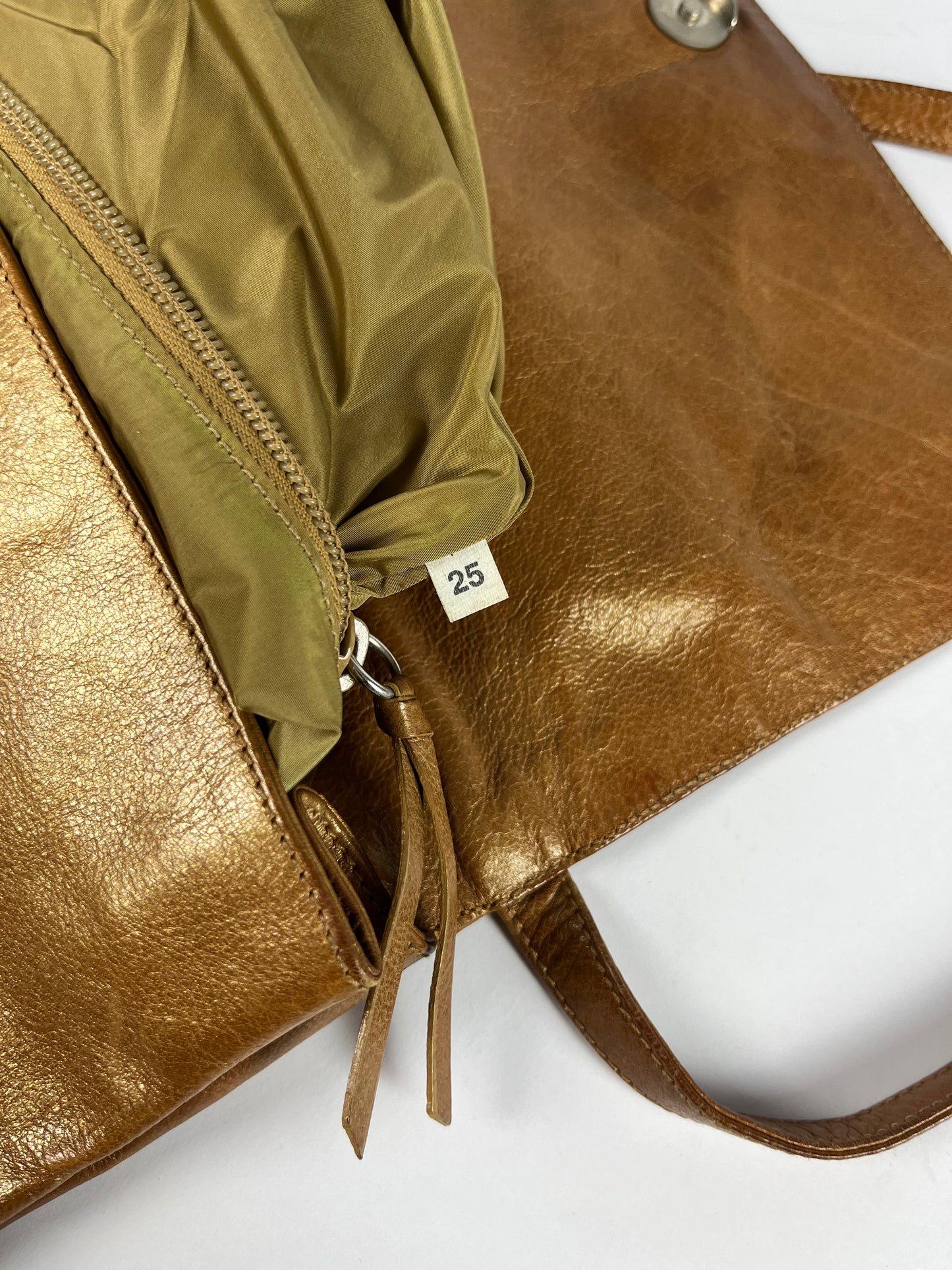 Miu Miu Camel Leather Shoulder Pocket Bag 1990s - OS