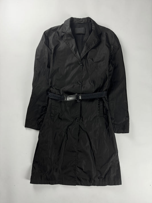 Prada Inside Mesh Strapped Belted Nylon Coat FW 1999 - XS