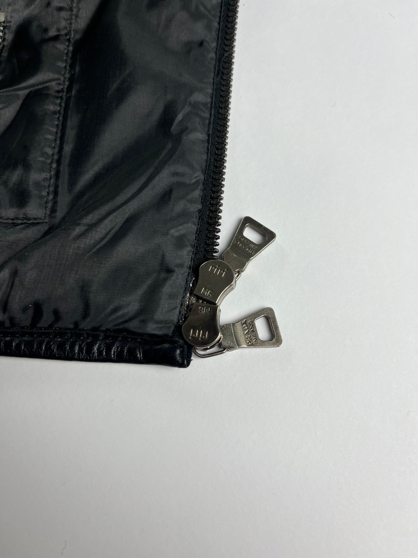 Prada Mesh Leather Patch Elbows Moto Jacket SS 2000 - L