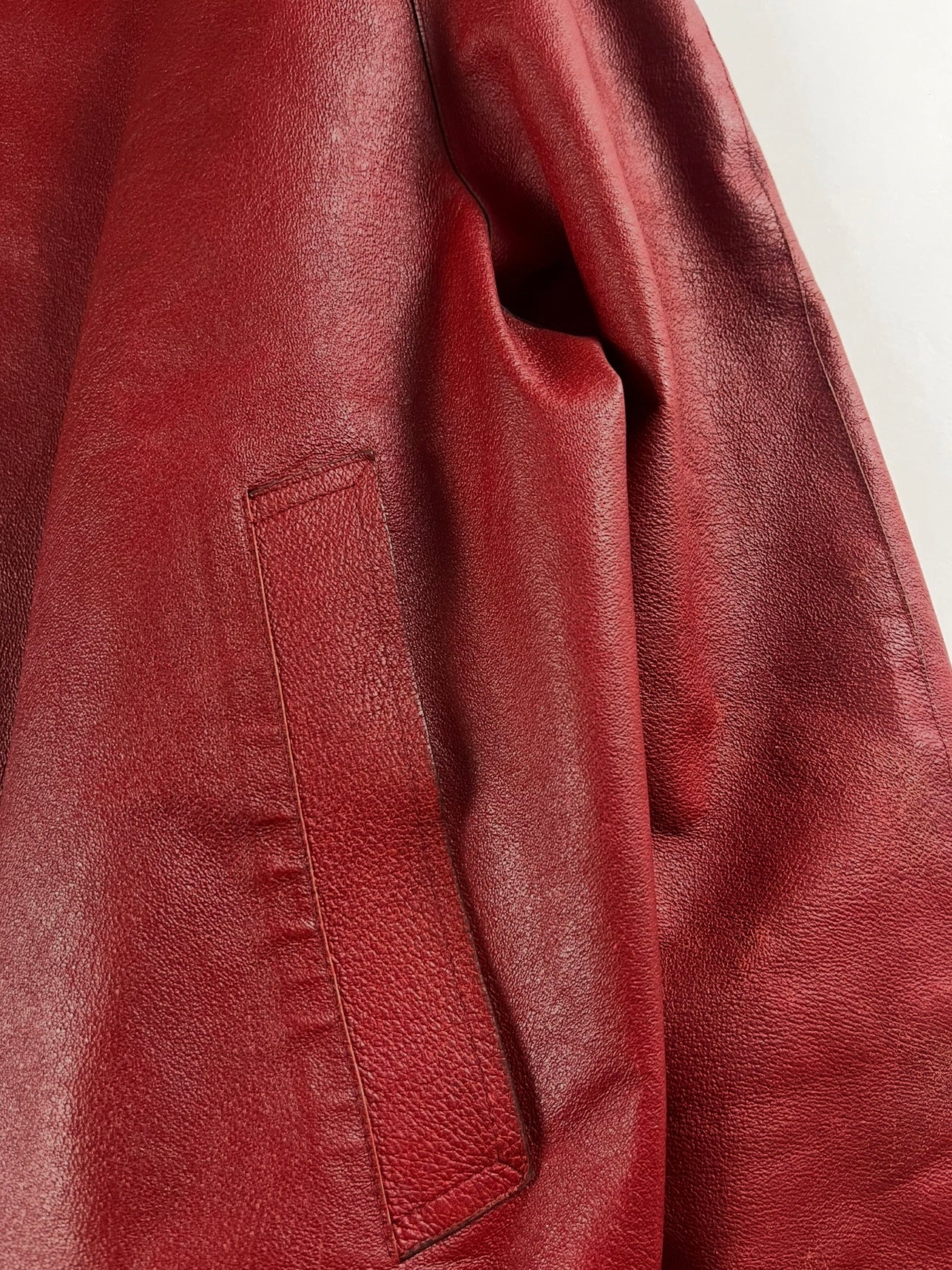 Prada Premium Red Leather Bomber Jacket FW 2000 - M