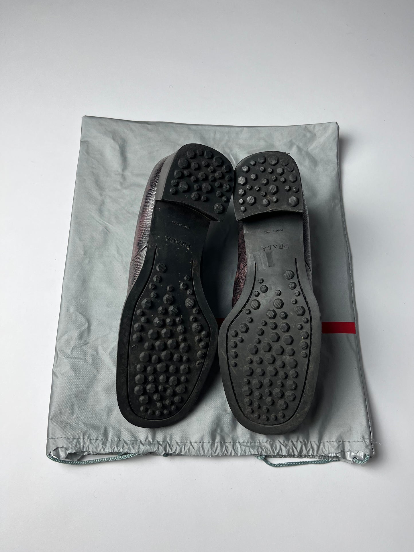 Prada Purple Snakeskin Leather Oxford Shoes 2000s - 38,5 IT/39,5 EU