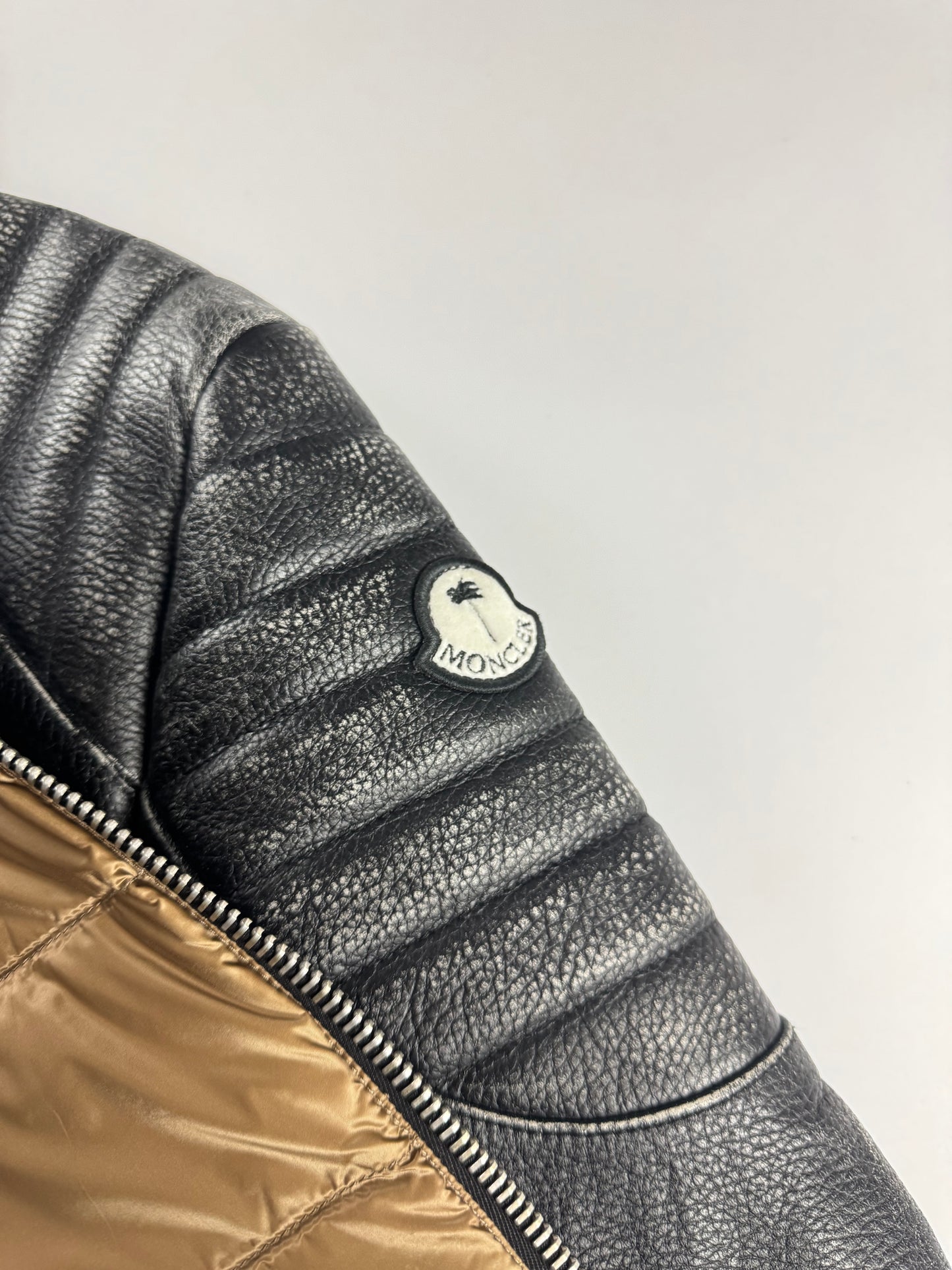 Moncler x Palm Angels Vicsek Full Grain Leather Down Moto Jacket FW 2023 - S