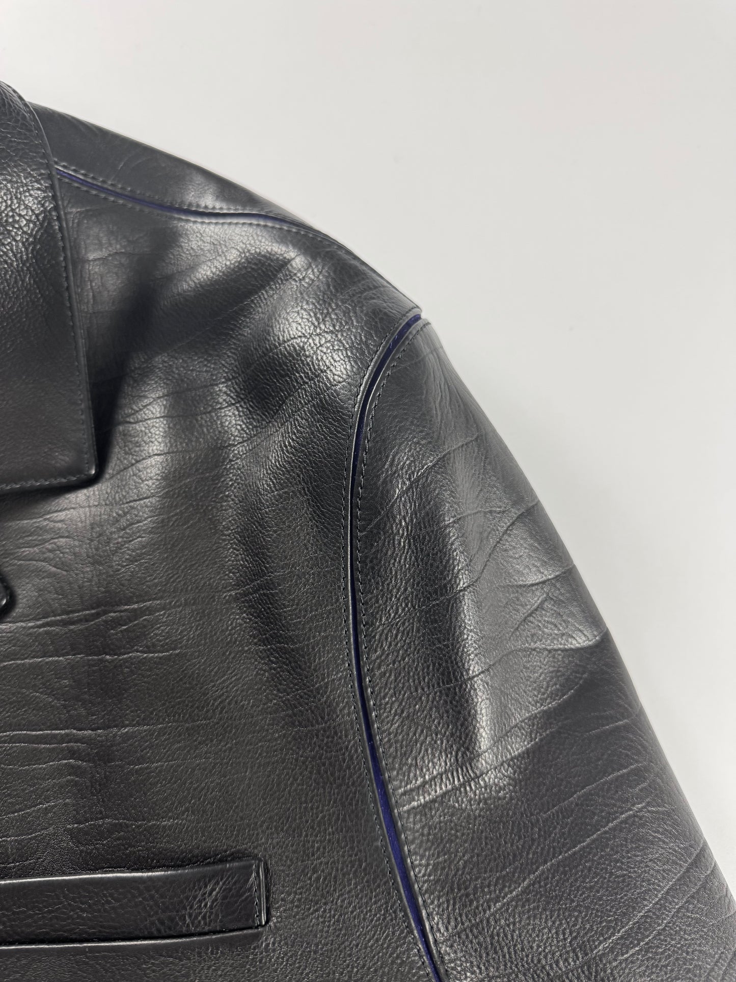Louis Vuitton Unreleased Blue Neon Minimalist Perfect Tailored Lambskin Leather Jacket SS 2025 - L