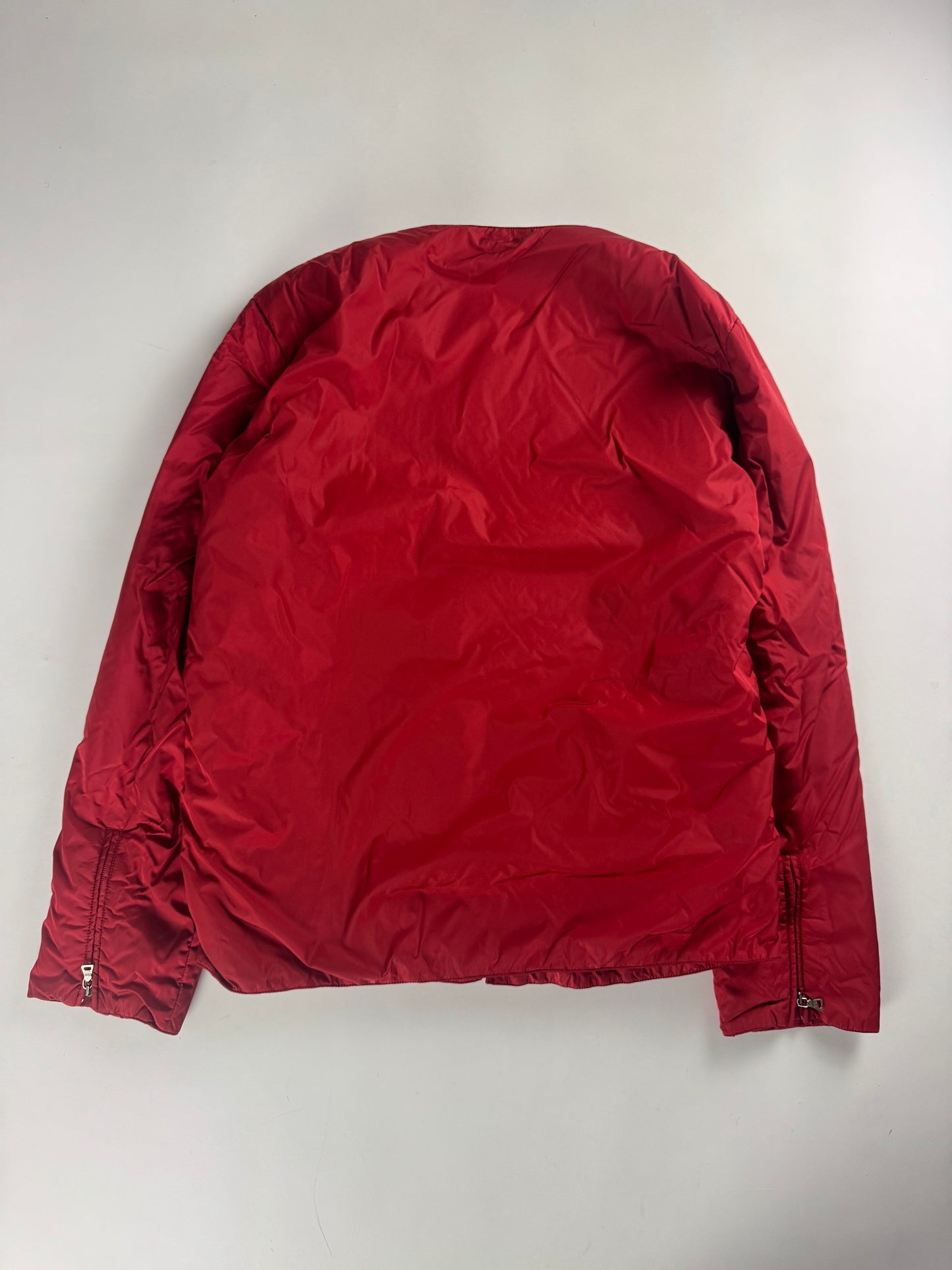 Prada Linea Rossa Red Nylon Collarless Jacket SS 2000 - L