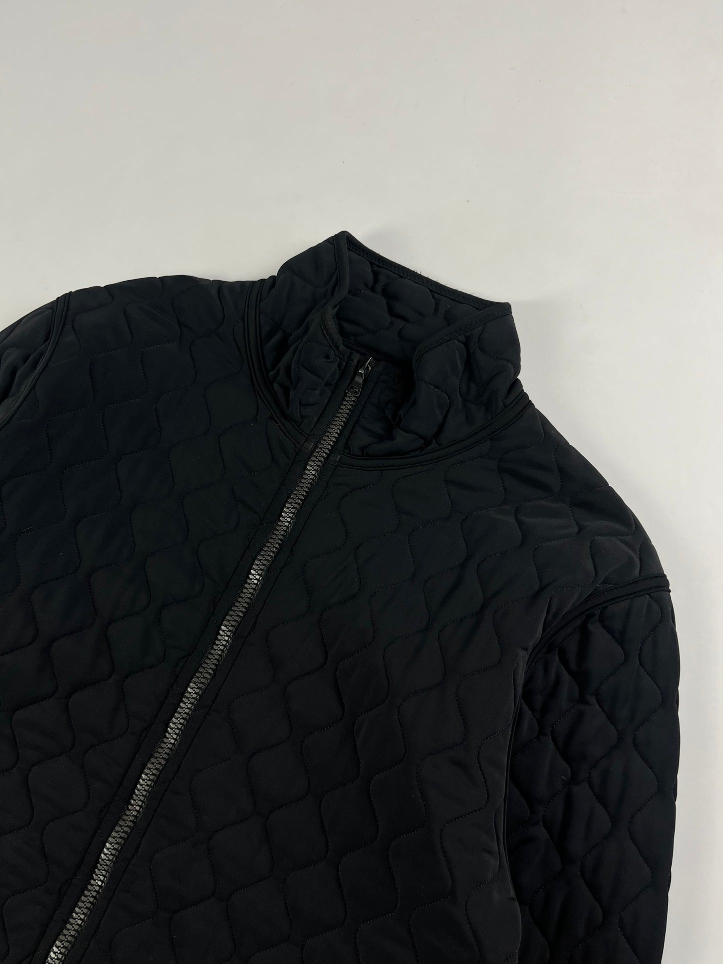 Prada Linea Rossa Black Oblique Quilted Nylon Zipper Jacket FW 2001 - M
