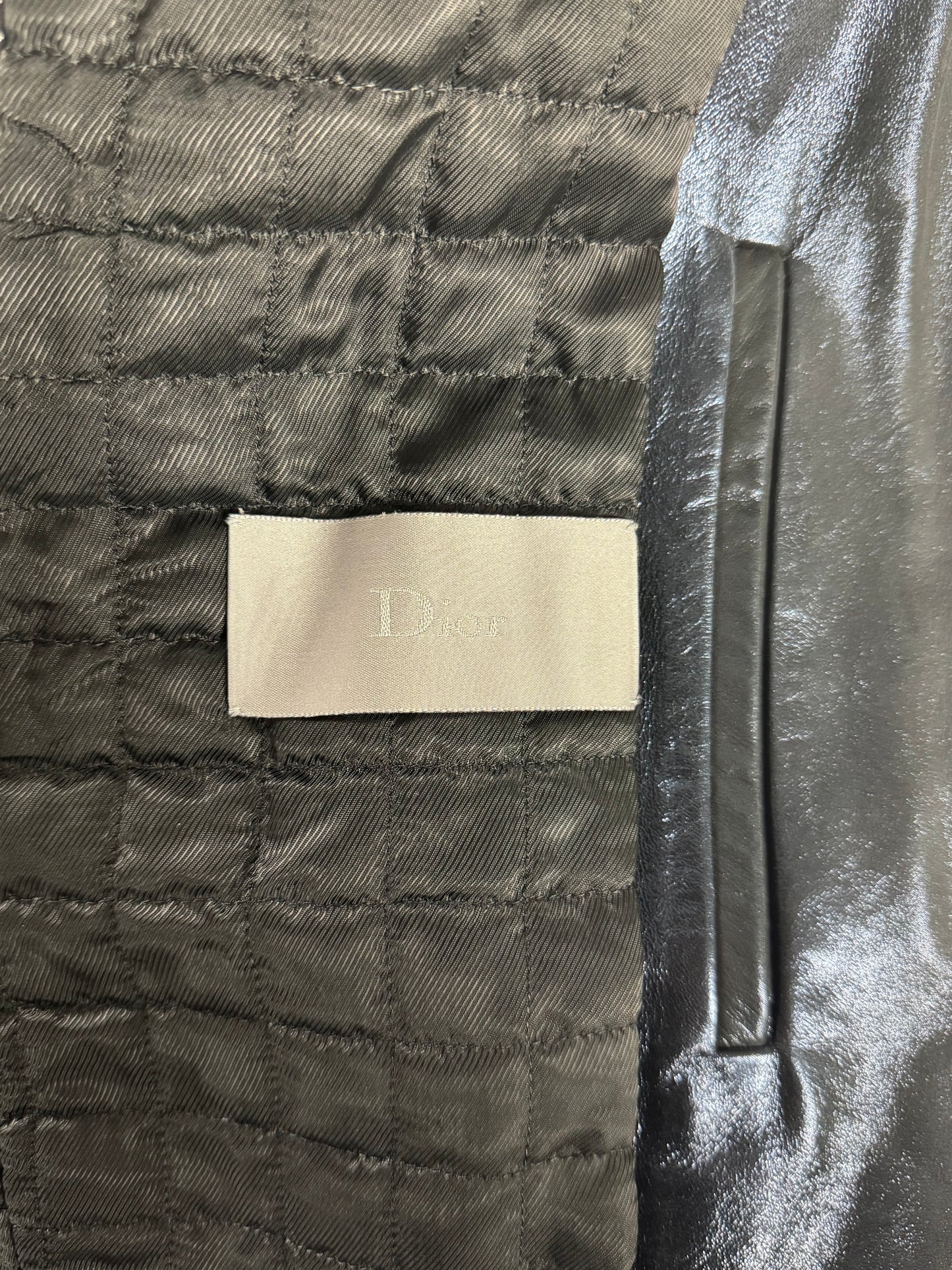 Dior Homme "Lumière Du Nord" Lamé Blue Vampiric Bright Leather Biker Jacket FW 2008 - L