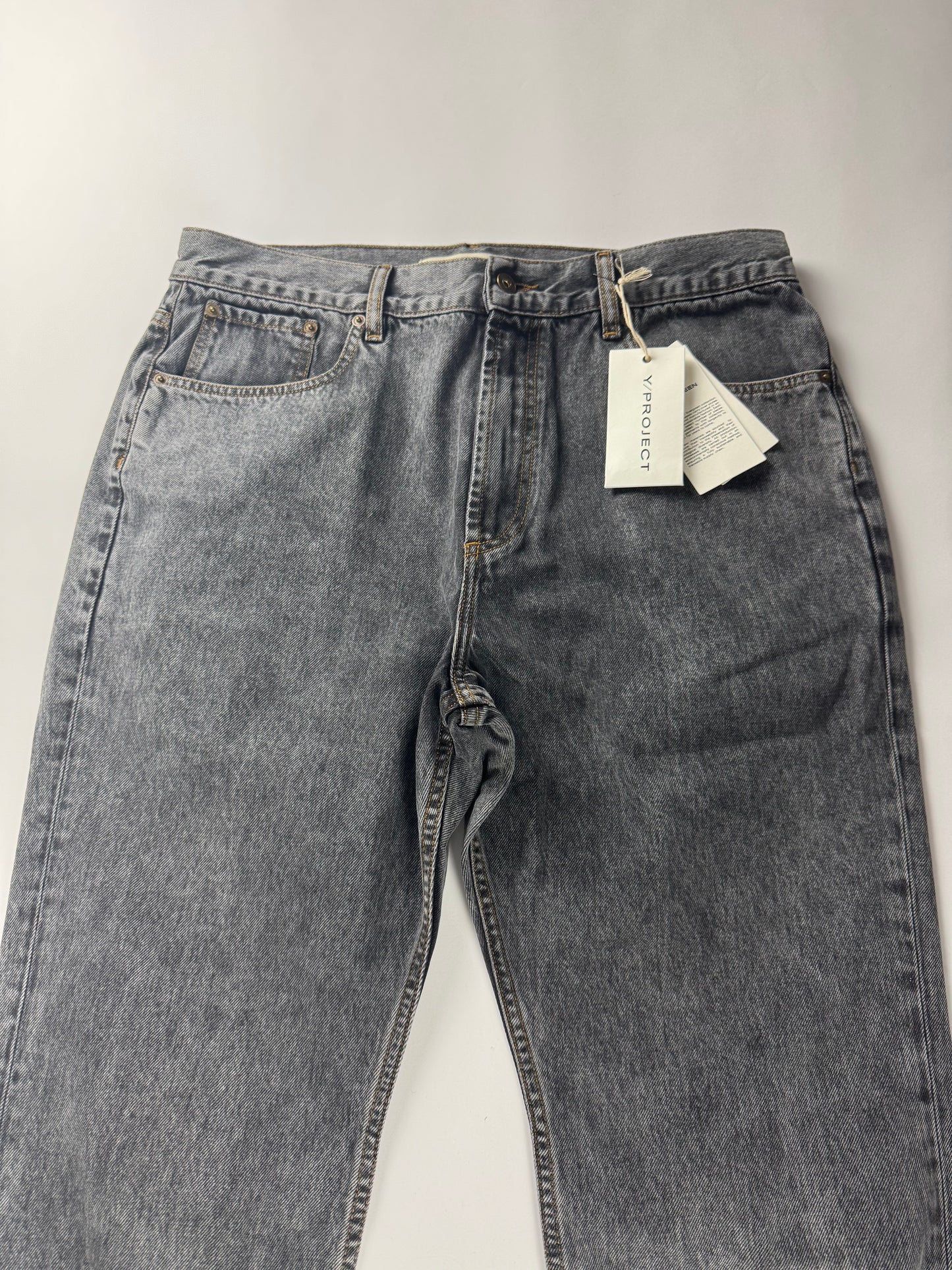 Y/Project Mini Cowboy Cuff Grey Denim Pants SS 2023 - 33 US