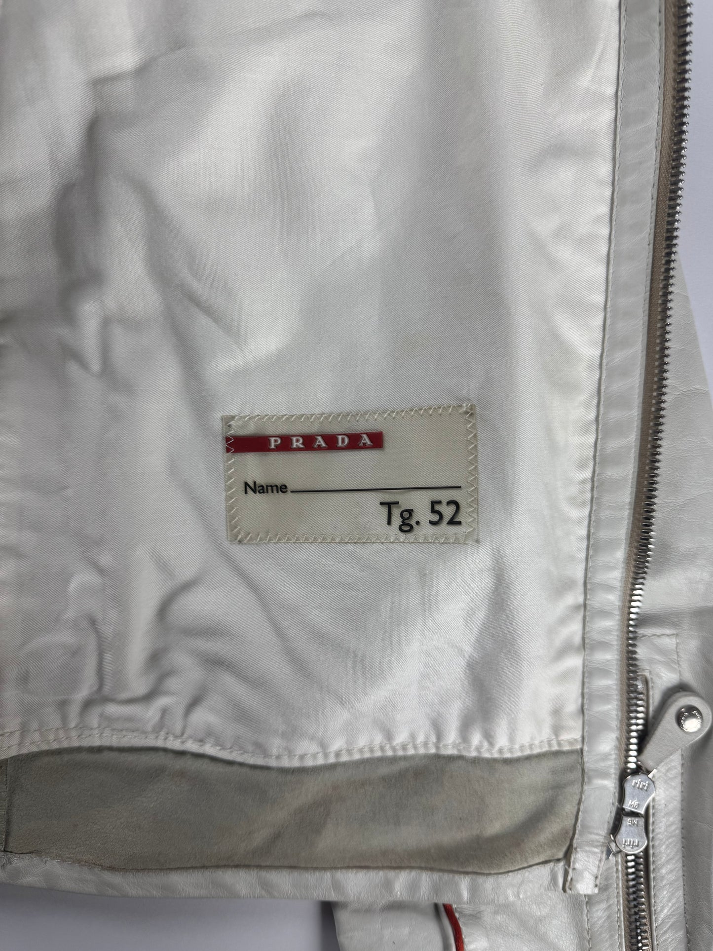 Prada Motolight White Light Leather Moto Jacket 2000s - L
