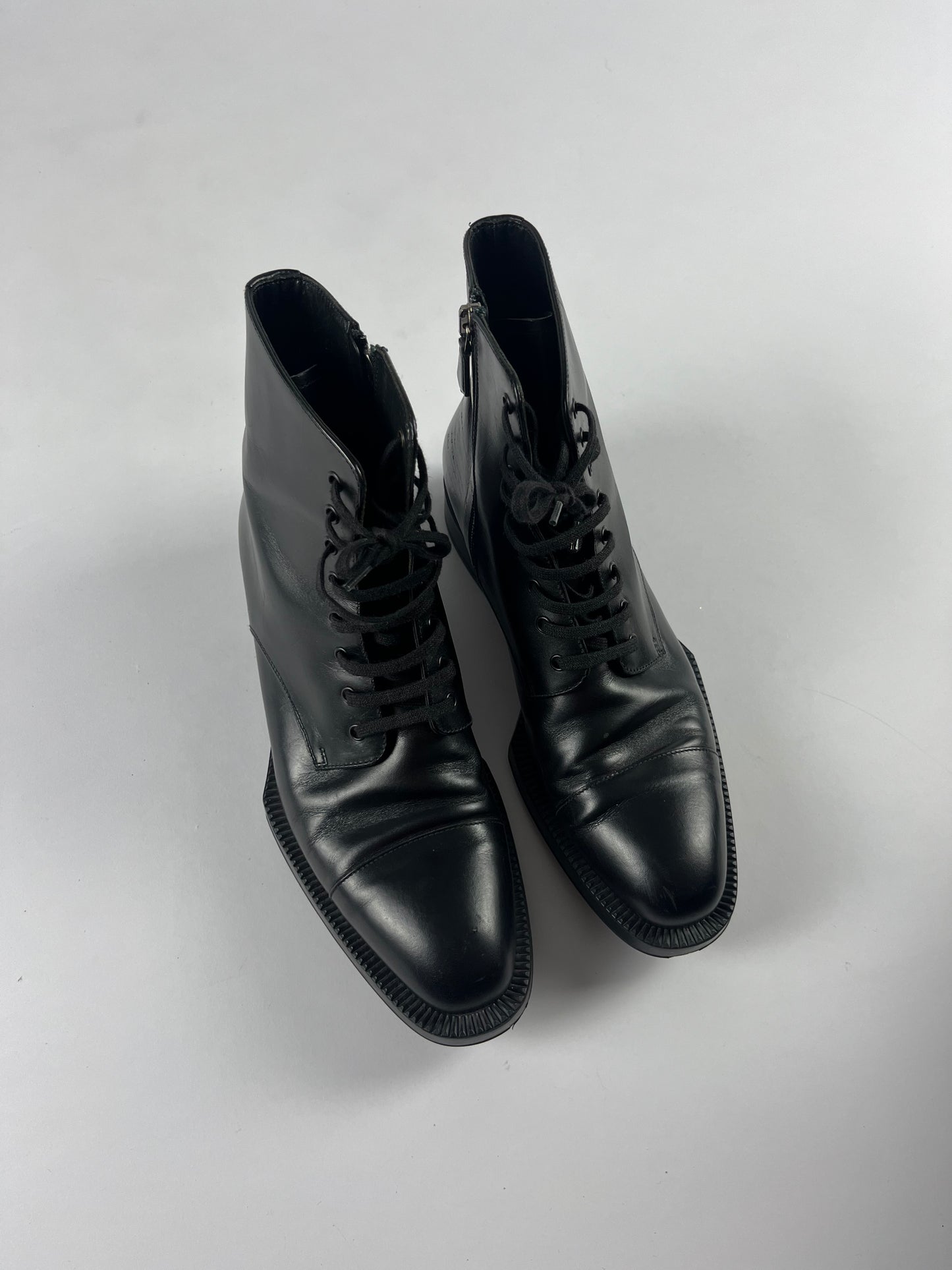 Prada Black Leather Geometric High Boots FW 2012 - 37,5 IT/ 38,5 EU