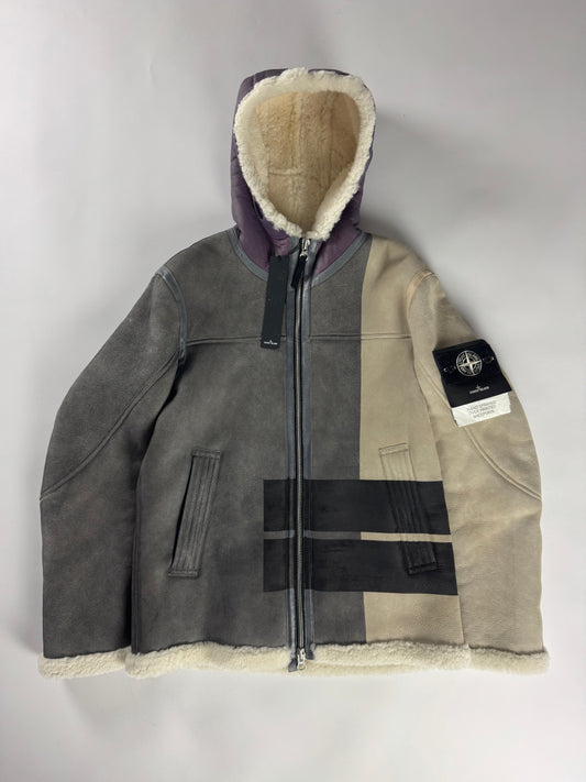 Stone Island Hand Sprayed Shearling Leather Jacket FW 2020 - M