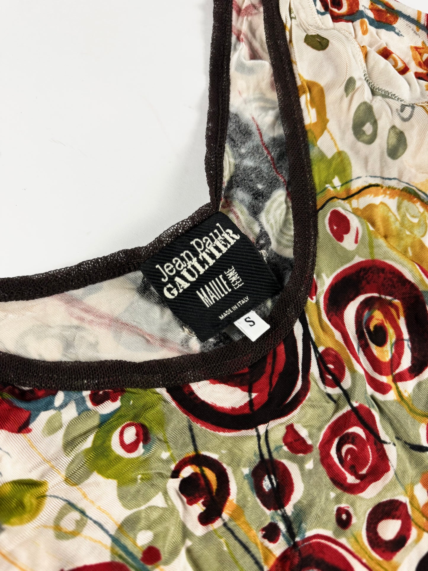 Jean Paul Gaultier Psychedelic Circle Print Mesh Top 2000s - S