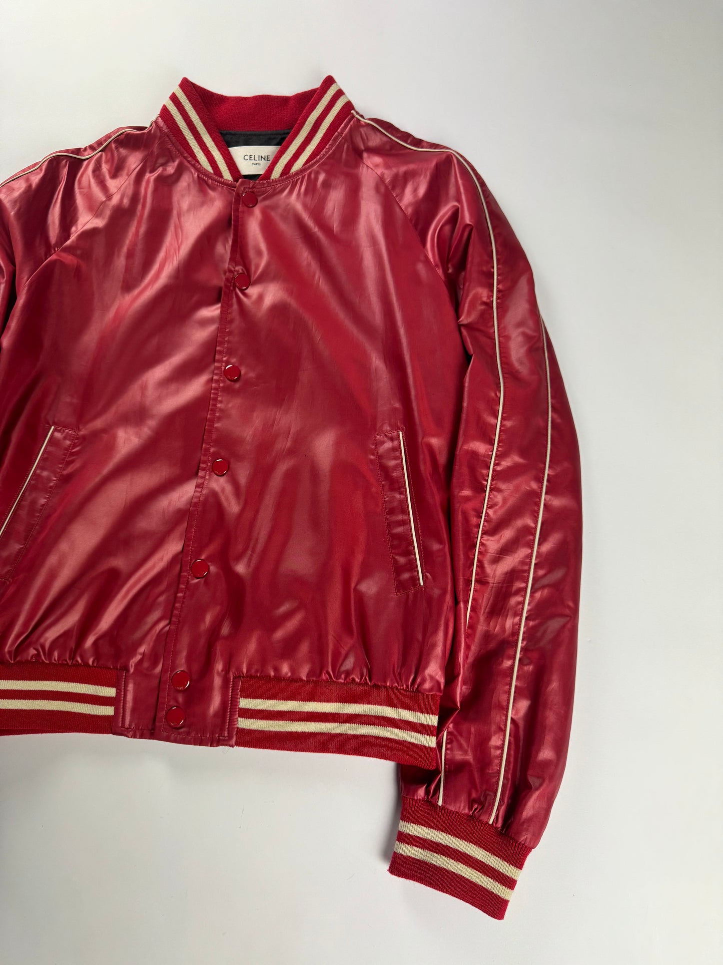 Celine Hedi Slimane Nylon Teddy Bomber Jacket SS 2020 - M