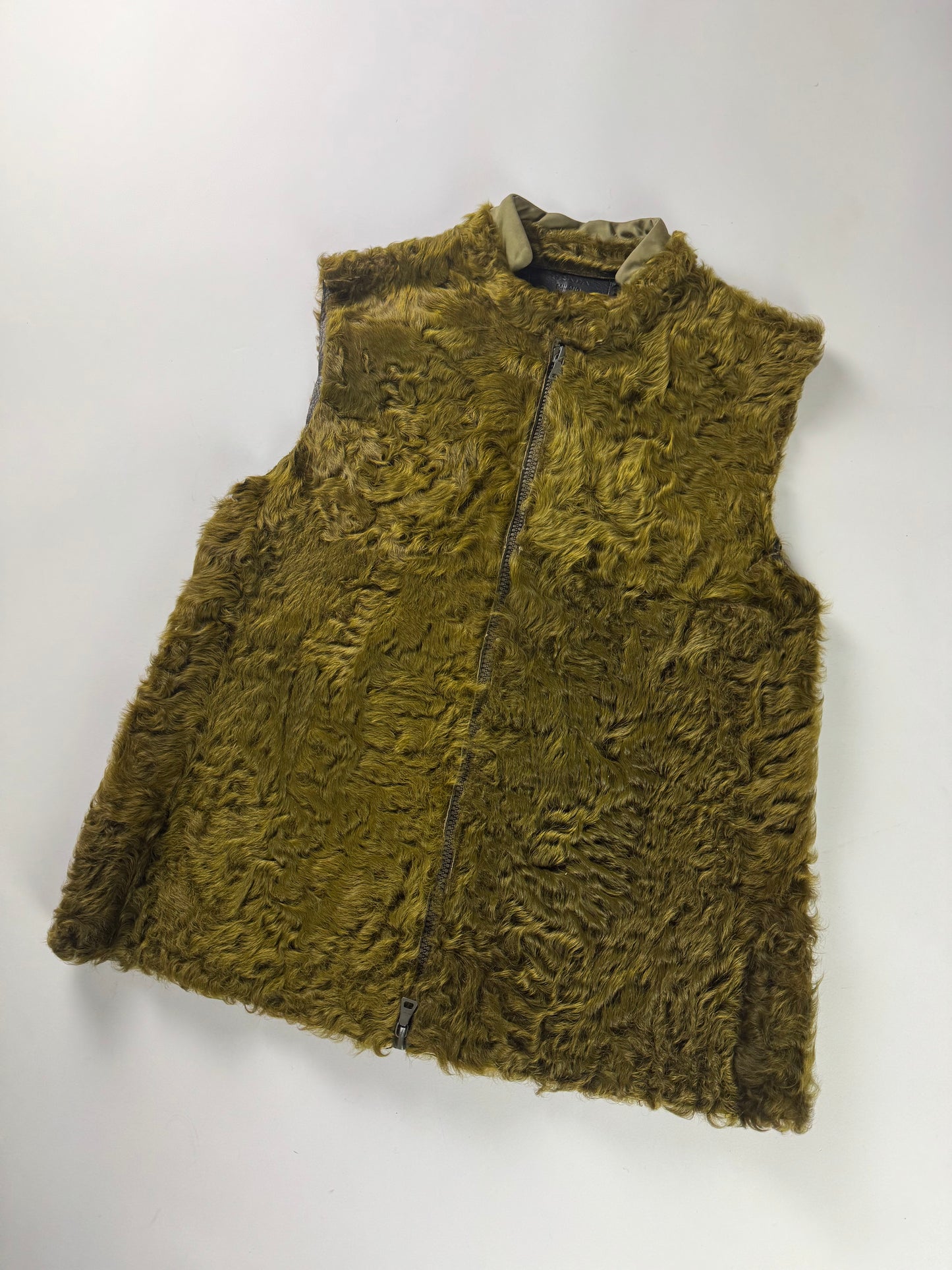 Prada Green Shearling Sleeveless Coat FW 1999 - S