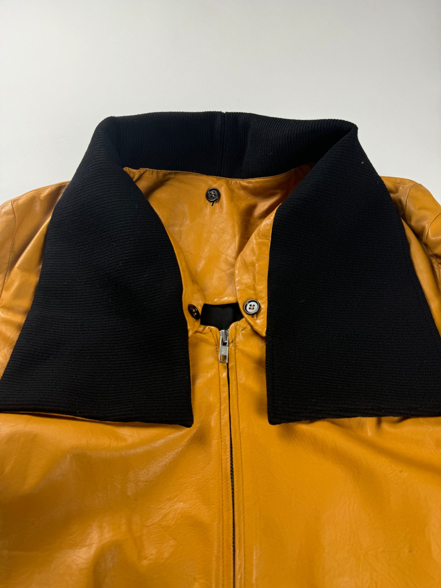 Maison Martin Margiela Unfinished Sample Removable Scarf Leather Jacket 2010s - S