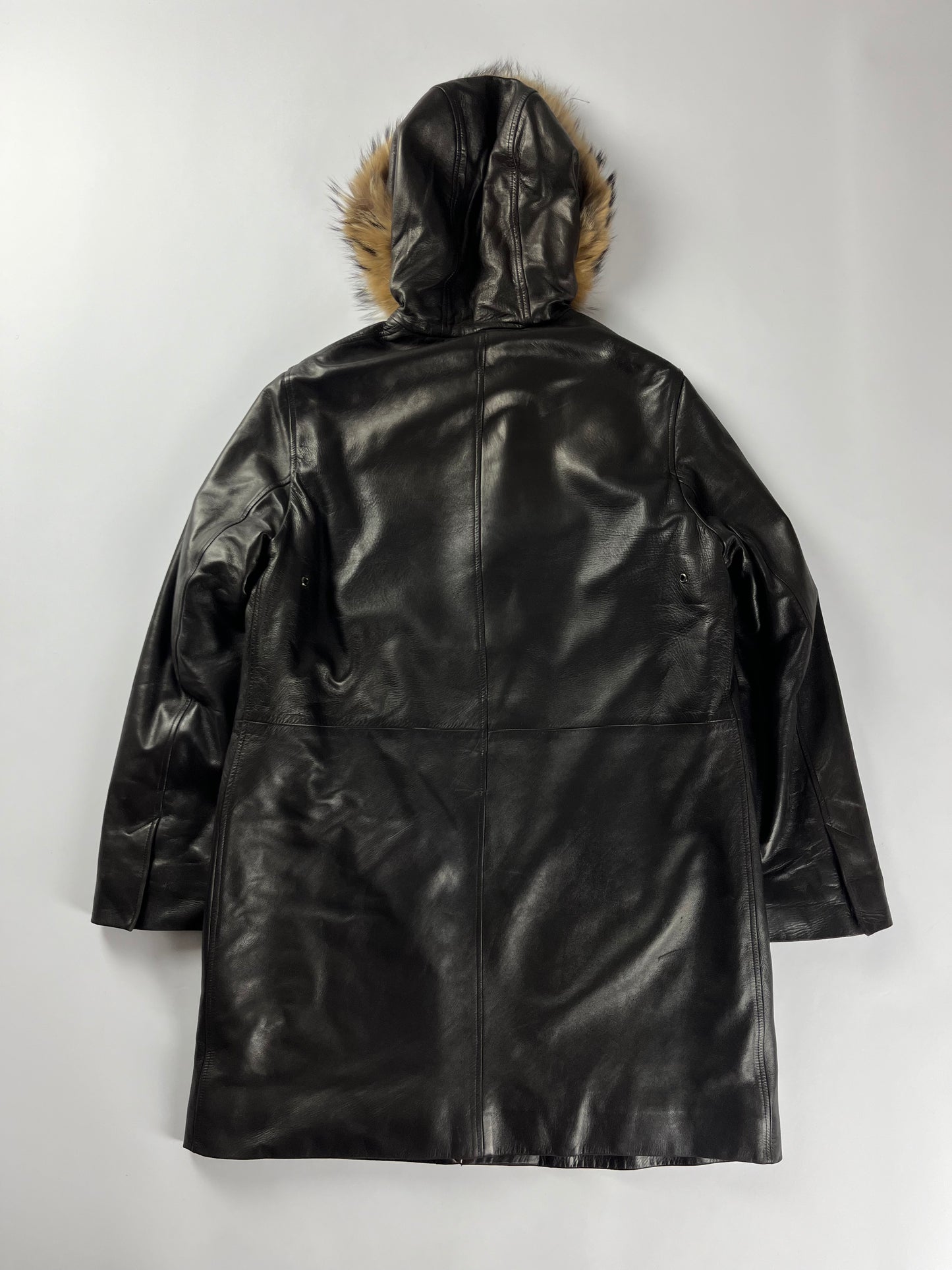 Prada Belted Premium Leather Fur Long Jacket FW 1999 - M