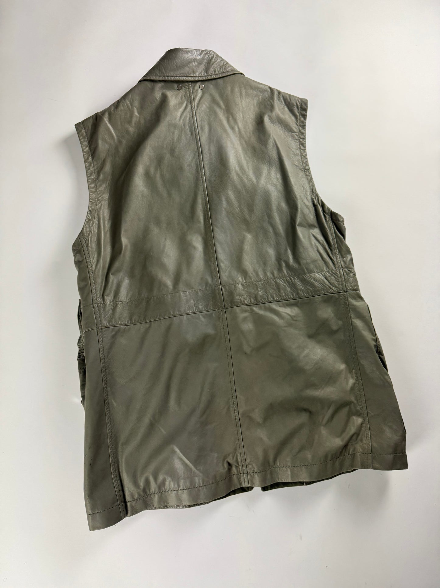 Louis Vuitton Sample Utility Army Calfskin Leather Kaki Sleeveless Jacket FW 2016 - M