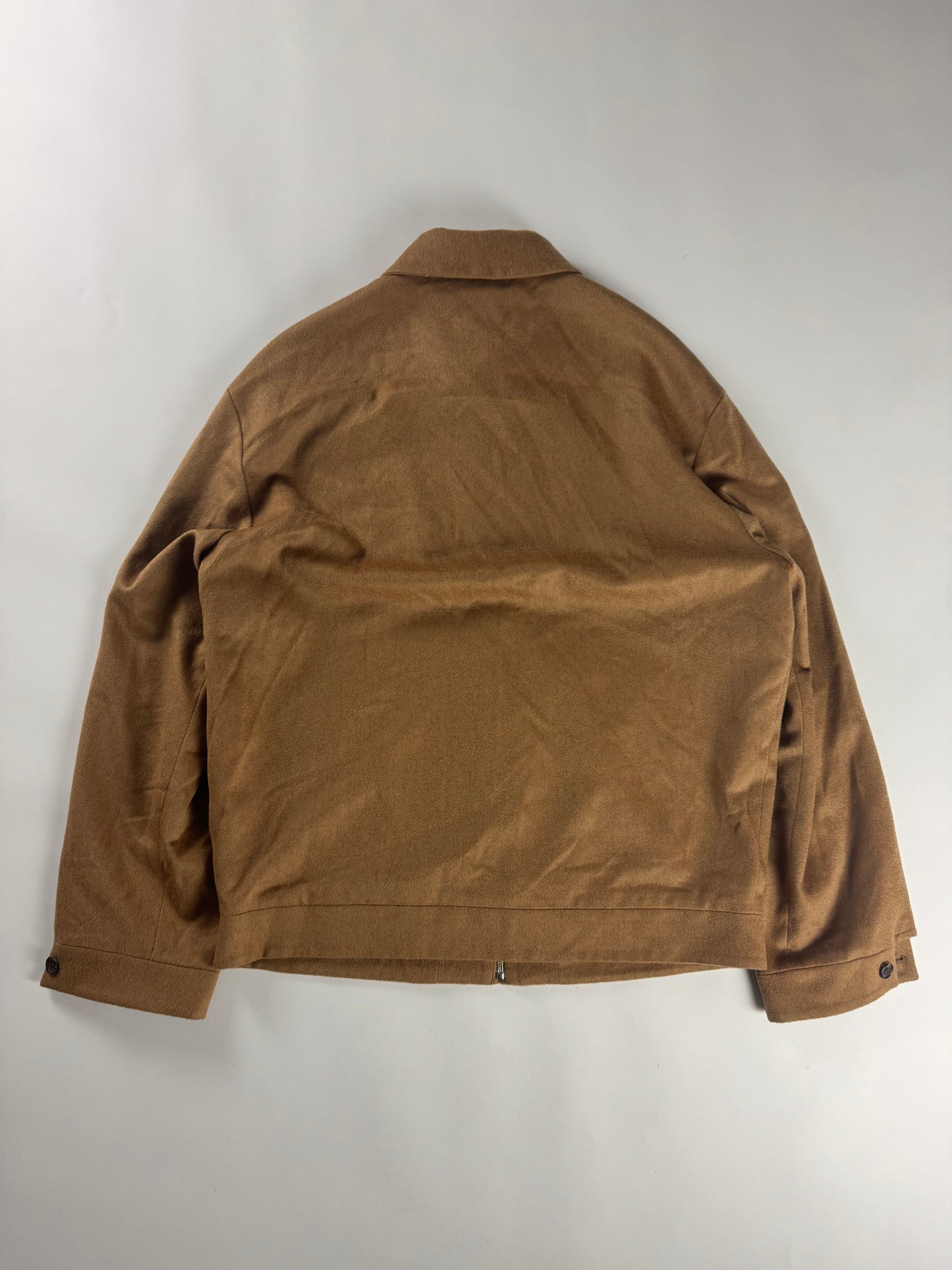 Prada Brown Camel Hair Triangle Logo Classic Jacket FW 2023 - L