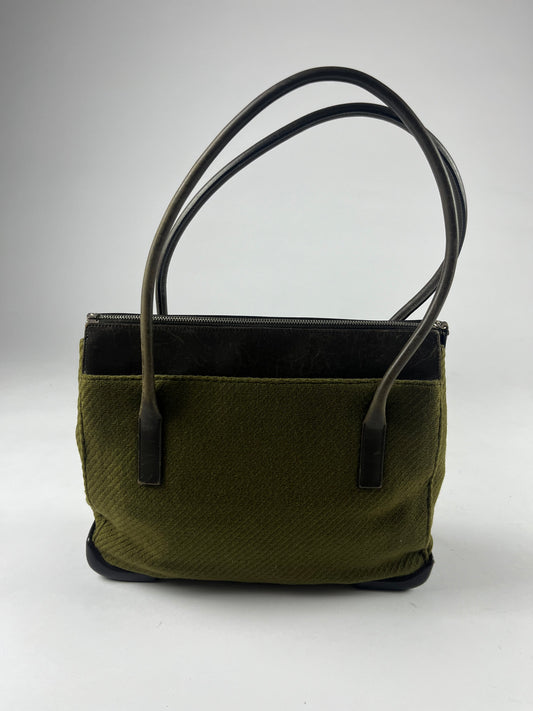 Prada Leather Khaki Tweed Bag FW 1999 - OS