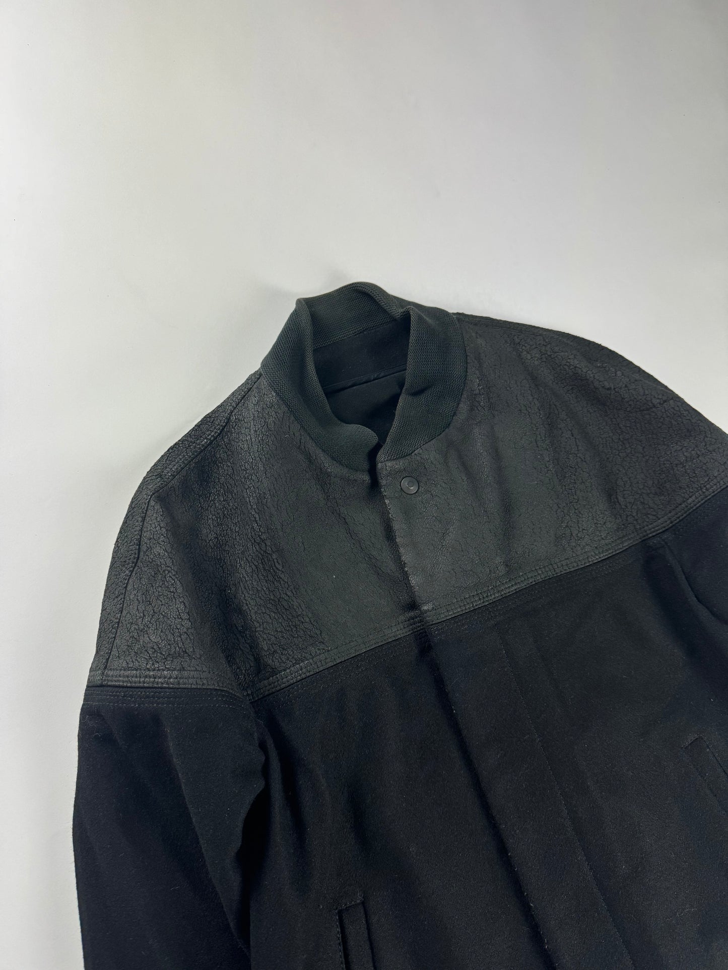 Balenciaga Sample Nicolas Ghesquière Crackled Leather Two Fabric Jacket 2010s - S