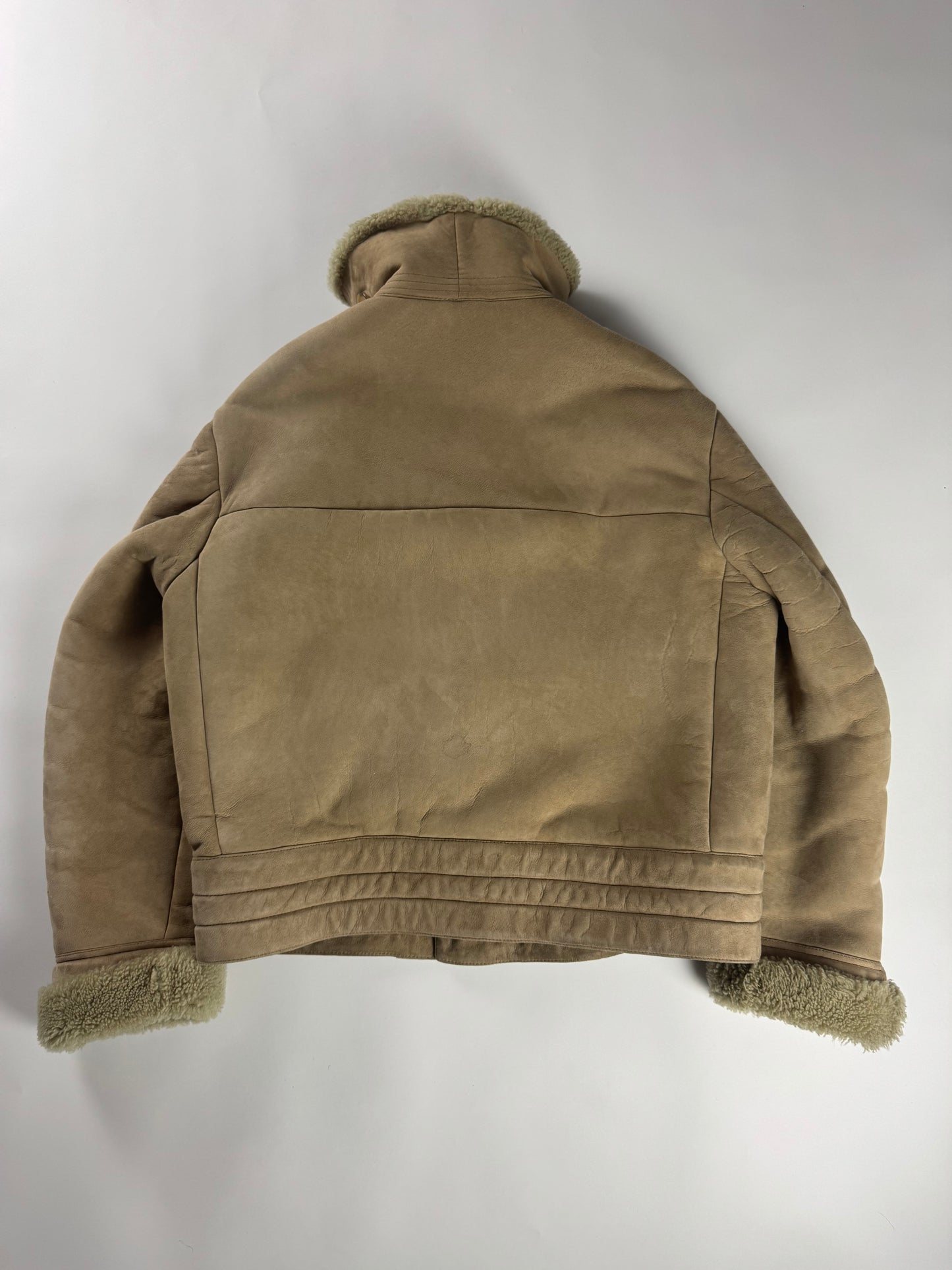 Gucci Tom Ford Suede Camel Shearling Jacket FW 2002 - XL