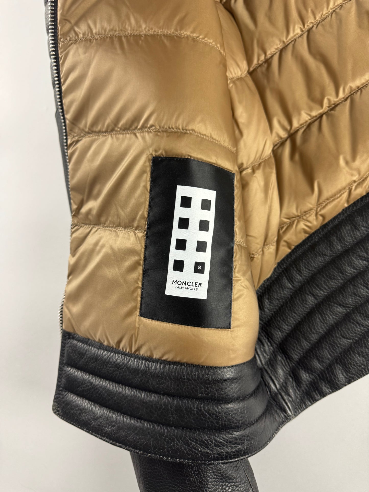 Moncler x Palm Angels Vicsek Full Grain Leather Down Moto Jacket FW 2023 - S