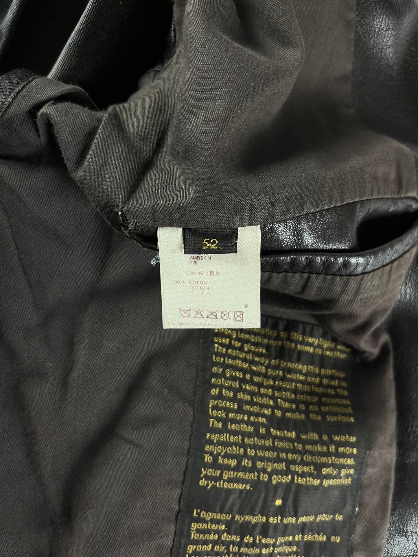 Louis Vuitton Brown Lambskin Leather Moto Zip Jacket SS 2007 - L