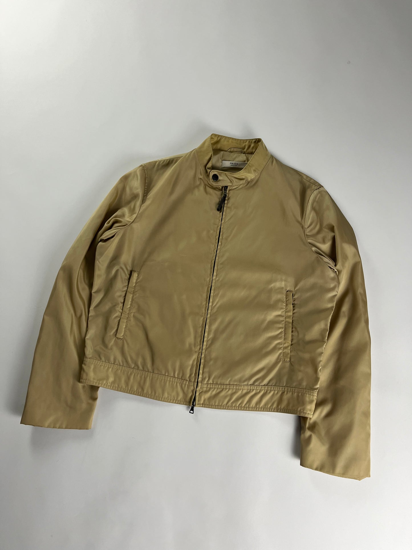 Prada Camel Nylon Moto Jacket 2000s - L