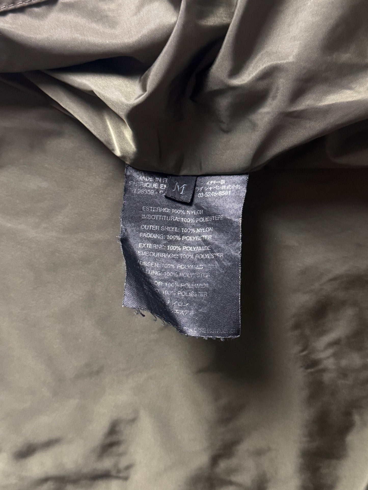 Prada Linea Rossa Side Red Striped Olive Green Nylon Jacket 2000s - M