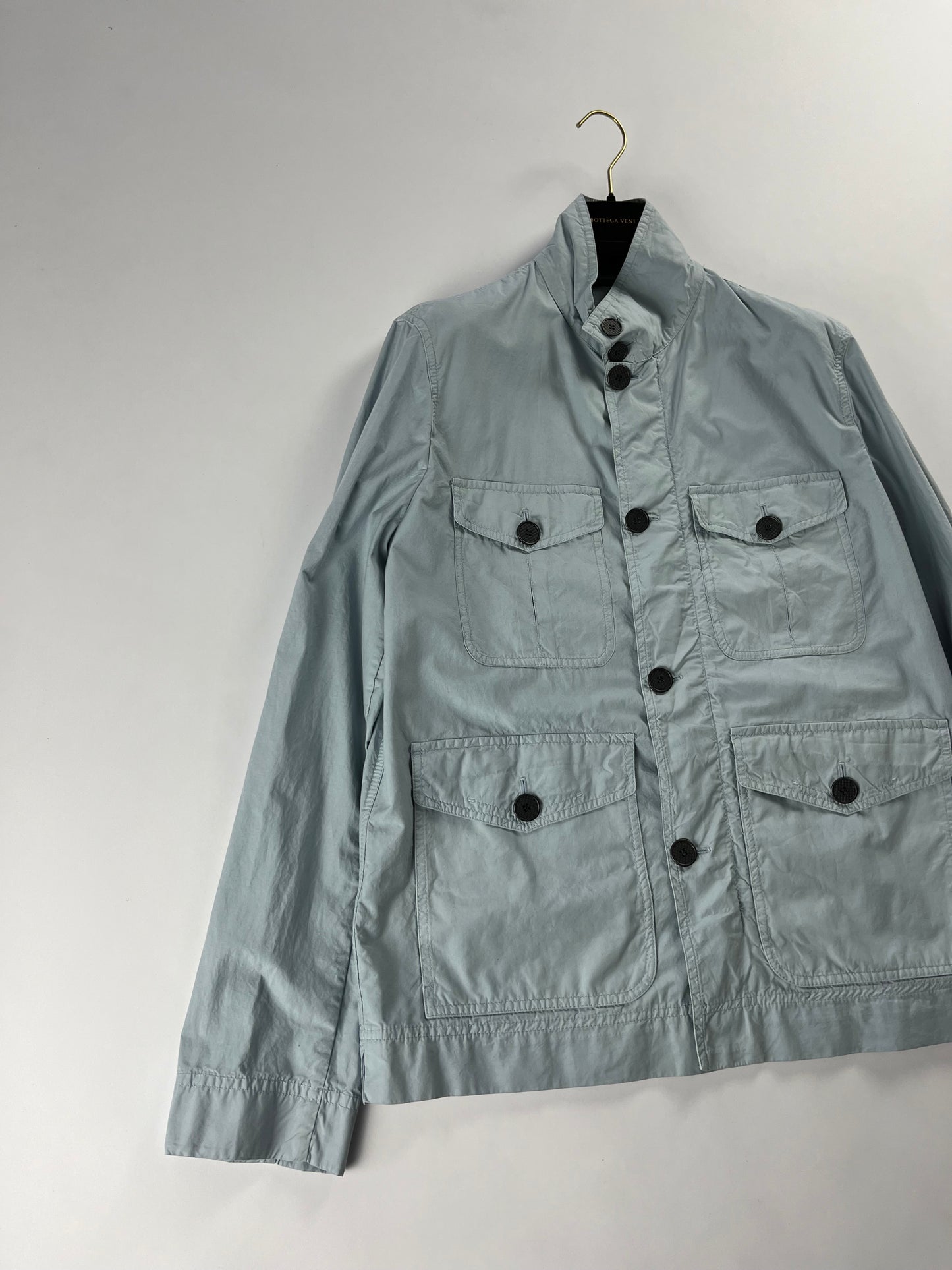 Bottega Veneta Cyan Utility Safari Funnel Collar Jacket SS 2017 - M