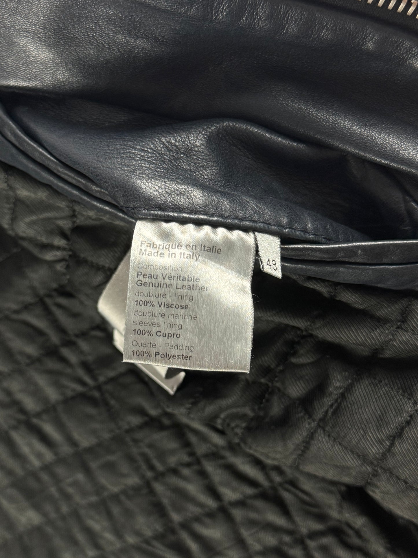 Dior Homme Napoleon Military Marine Leather Jacket FW 2008 - M