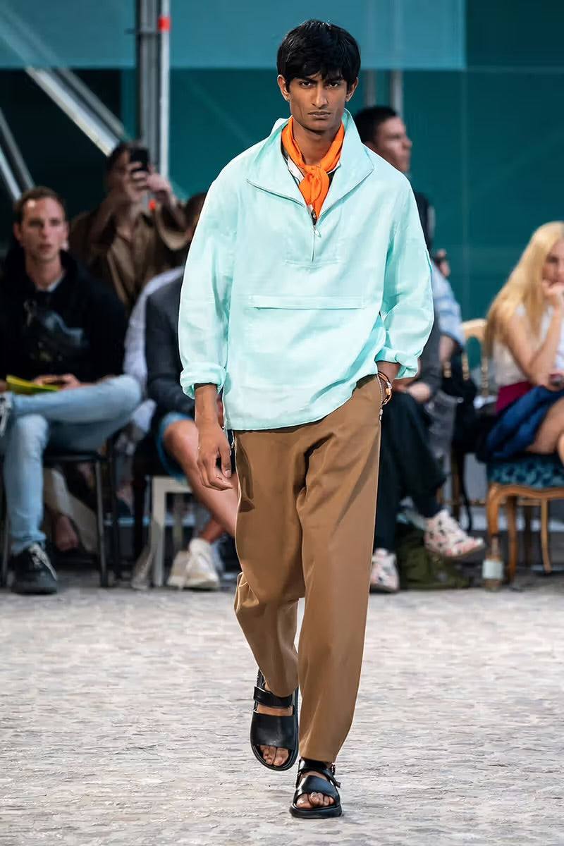 Hermès Sample Front Pocket Soft Textured Sand Turtleneck Half Zip Jacket SS 2020 - M