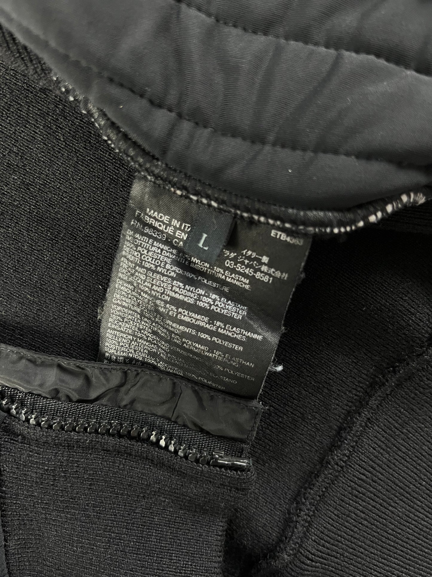 Prada Linea Rossa Black Straight Quilted Nylon Zipper Jacket FW 2001 - L