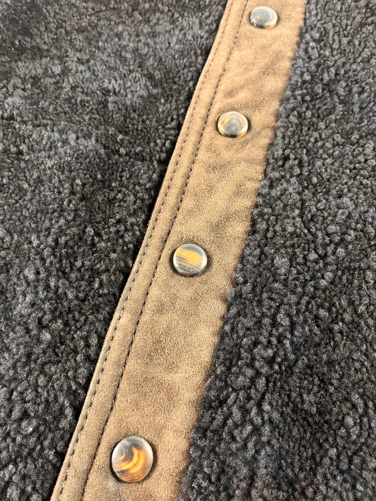Gucci Dark Brown Shearling Wool Blend Jacket - M
