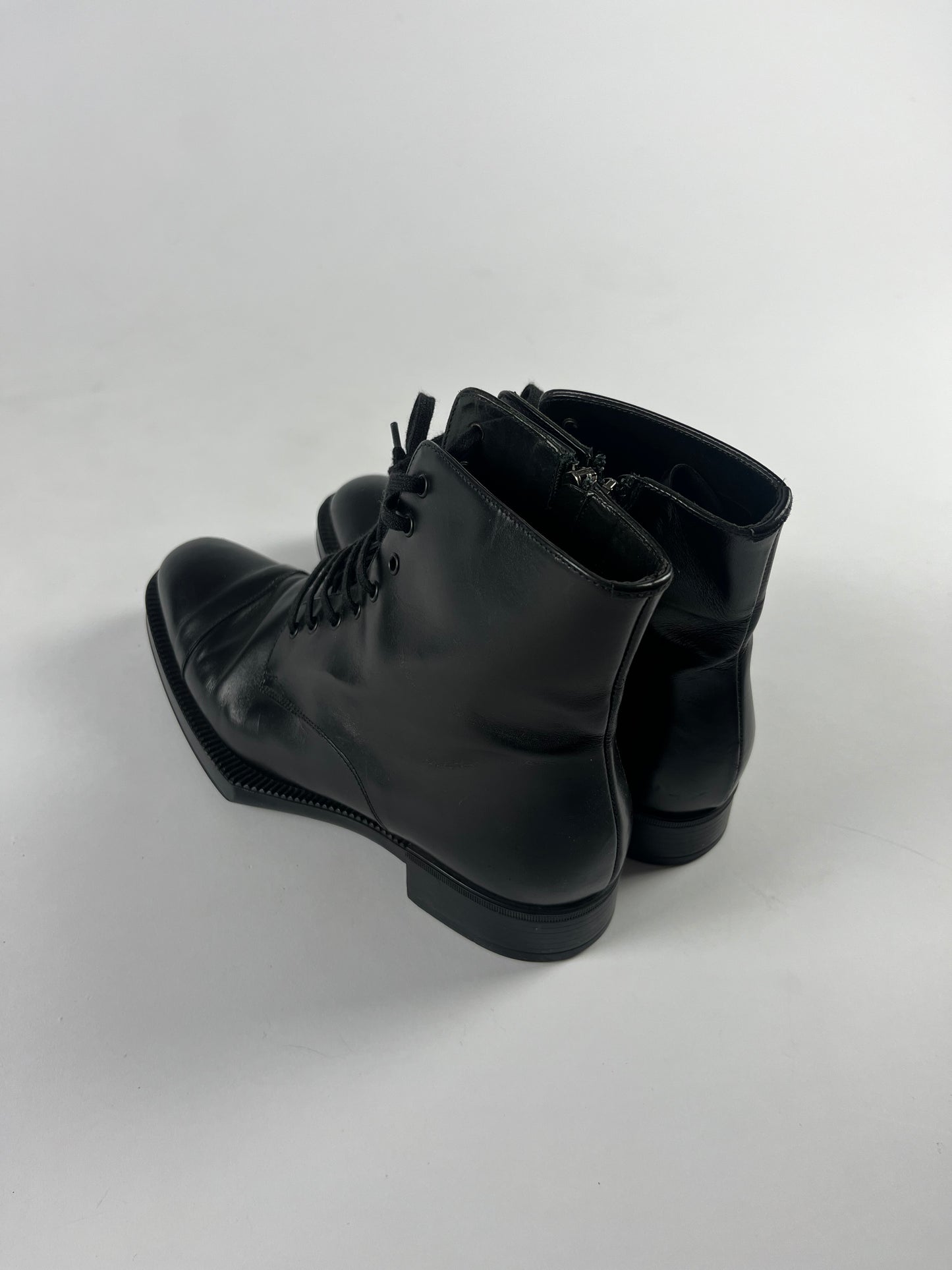 Prada Black Leather Geometric High Boots FW 2012 - 37,5 IT/ 38,5 EU