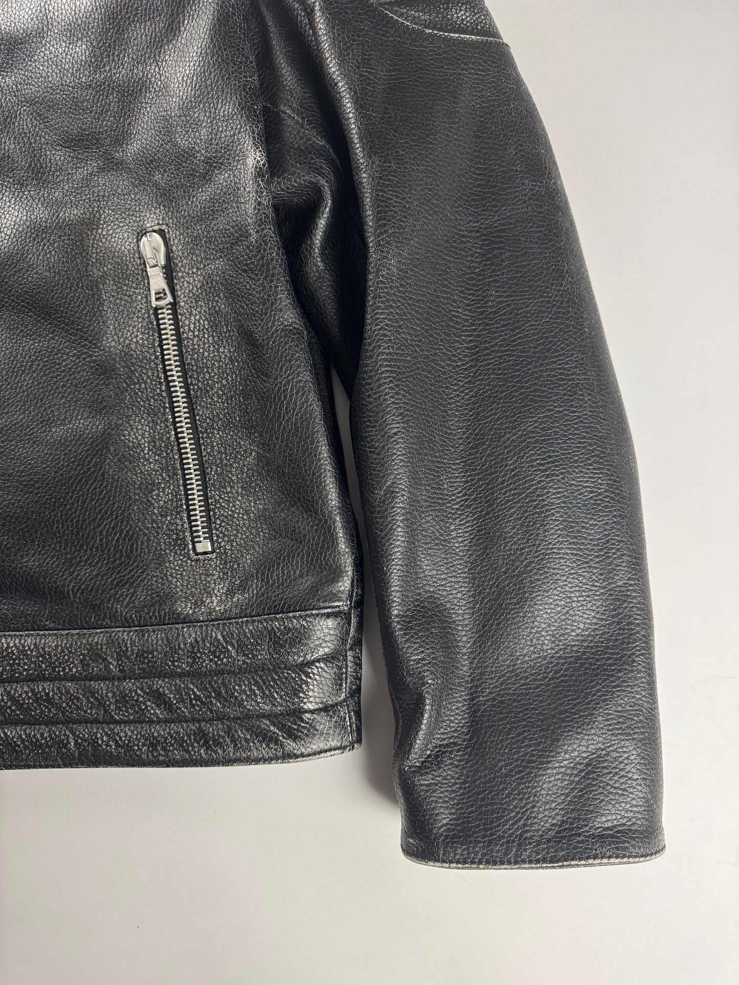 Moncler x Palm Angels Vicsek Full Grain Leather Down Moto Jacket FW 2023 - S