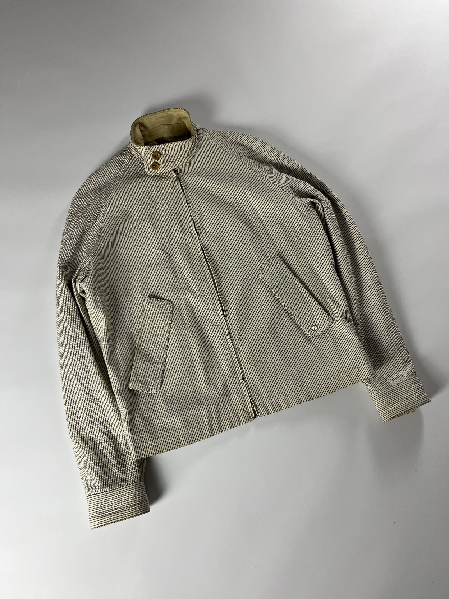 Louis Vuitton Cotton Incrusted Lambskin Leather Striped Jacket 2000s - L