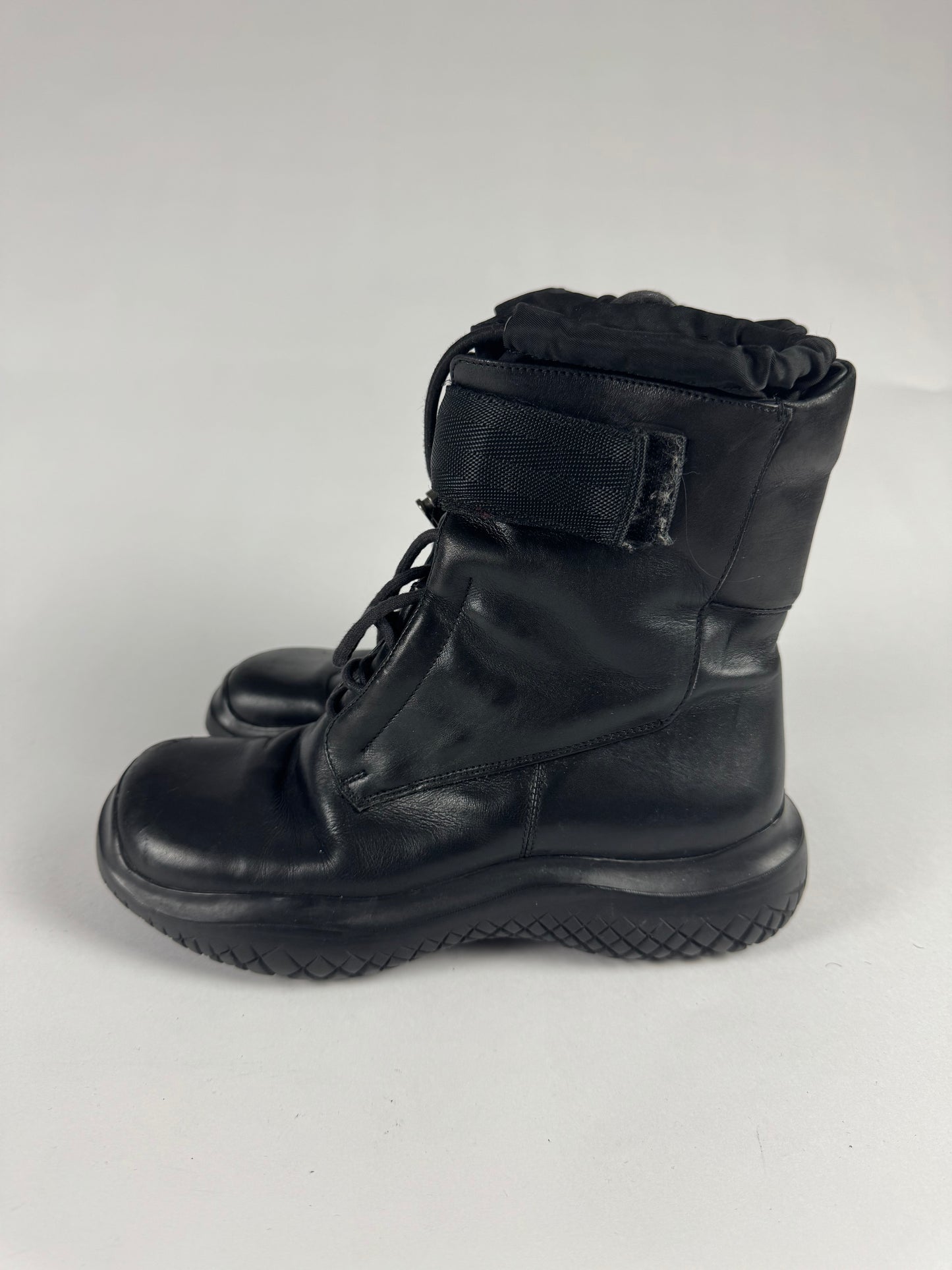 Prada Strapped Black Leather High Velcro Boots FW 1999 - 36,5 IT/37,5 EU