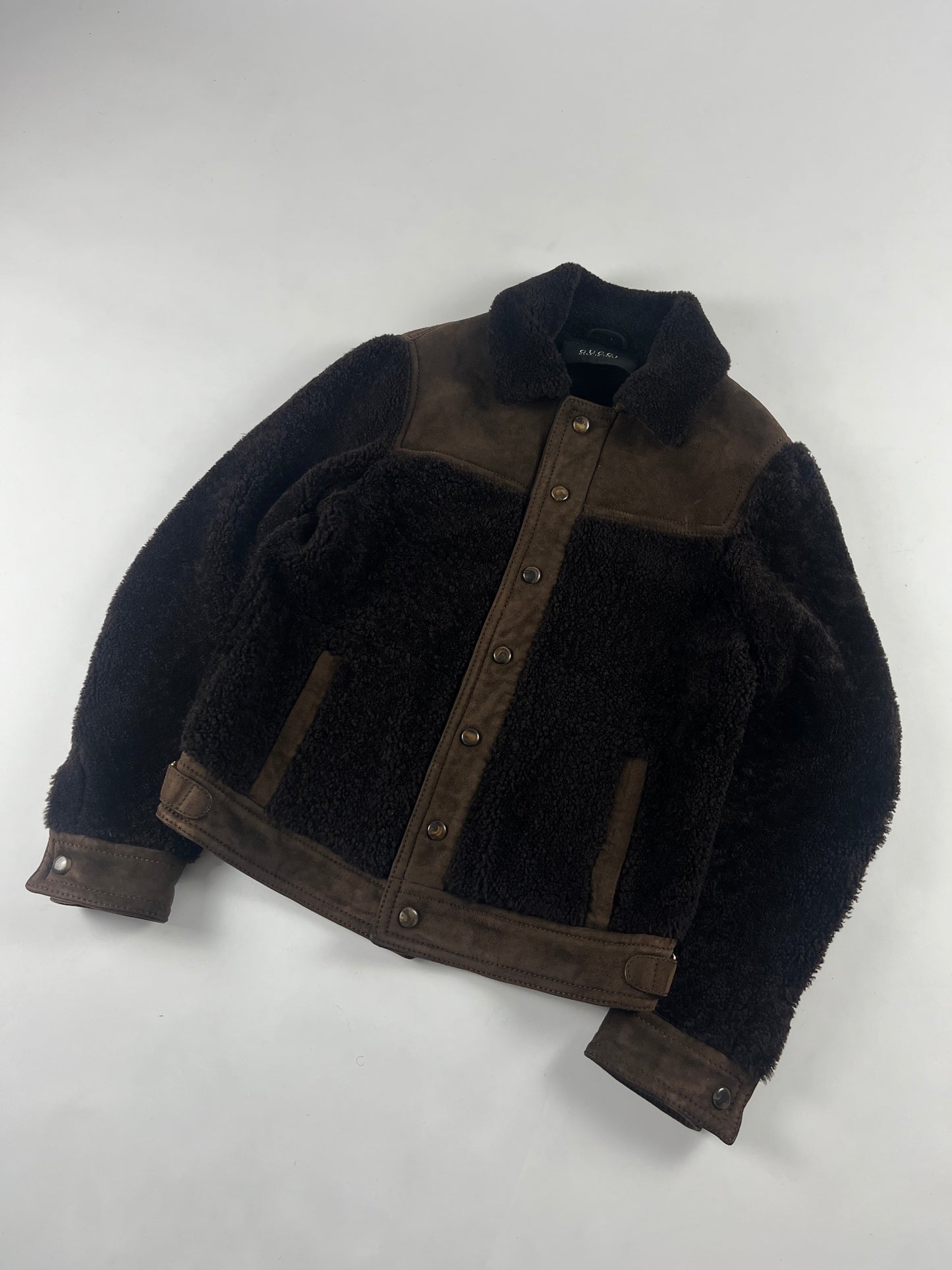 Gucci Dark Brown Shearling Wool Blend Jacket - M