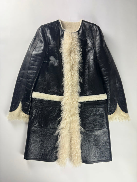 Louis Vuitton Nicolas Ghesquière Shearling Fur Trimmed Coat FW 2015 - S